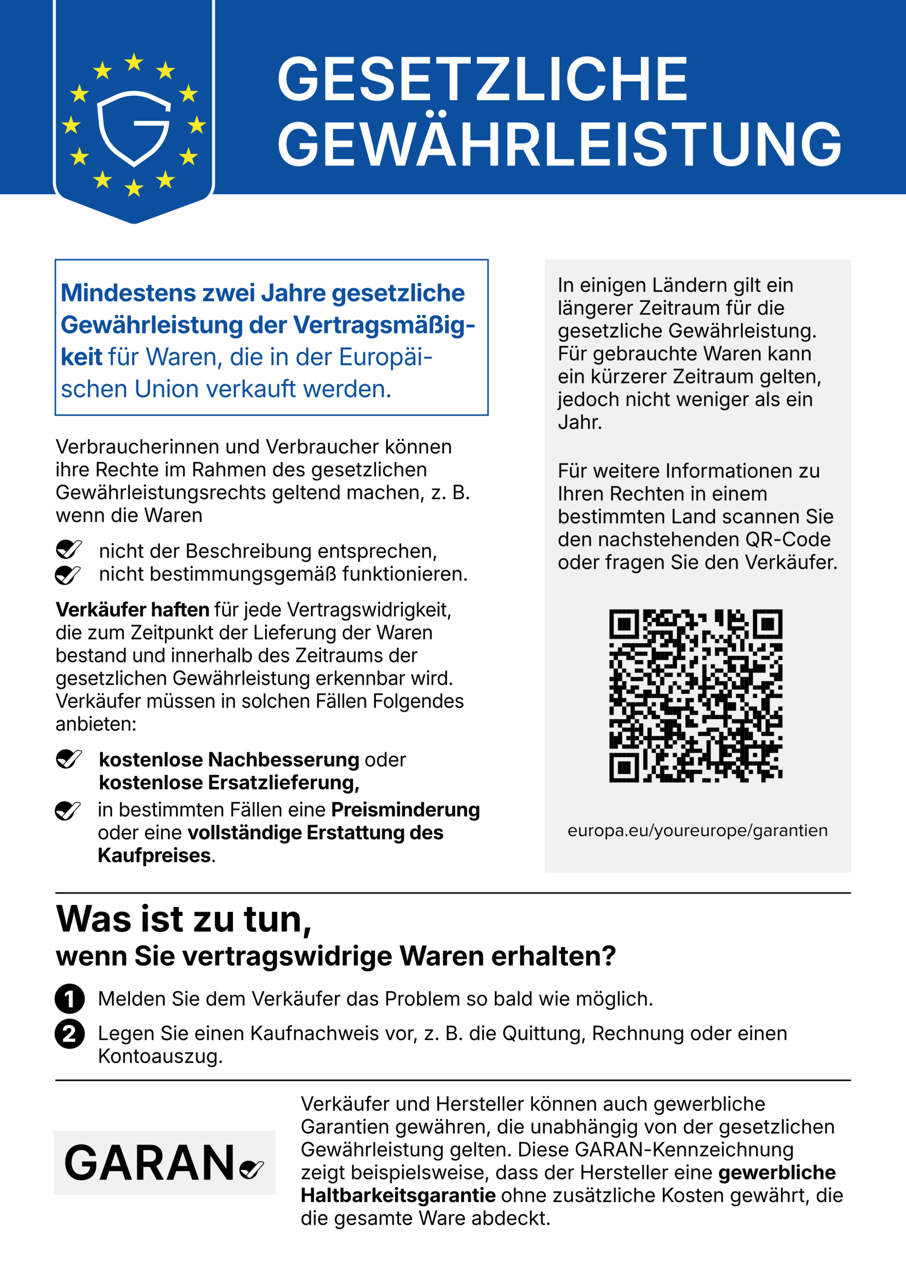 Gesetzliche Gewährleistung – EU-Gewährleistungsmitteilung