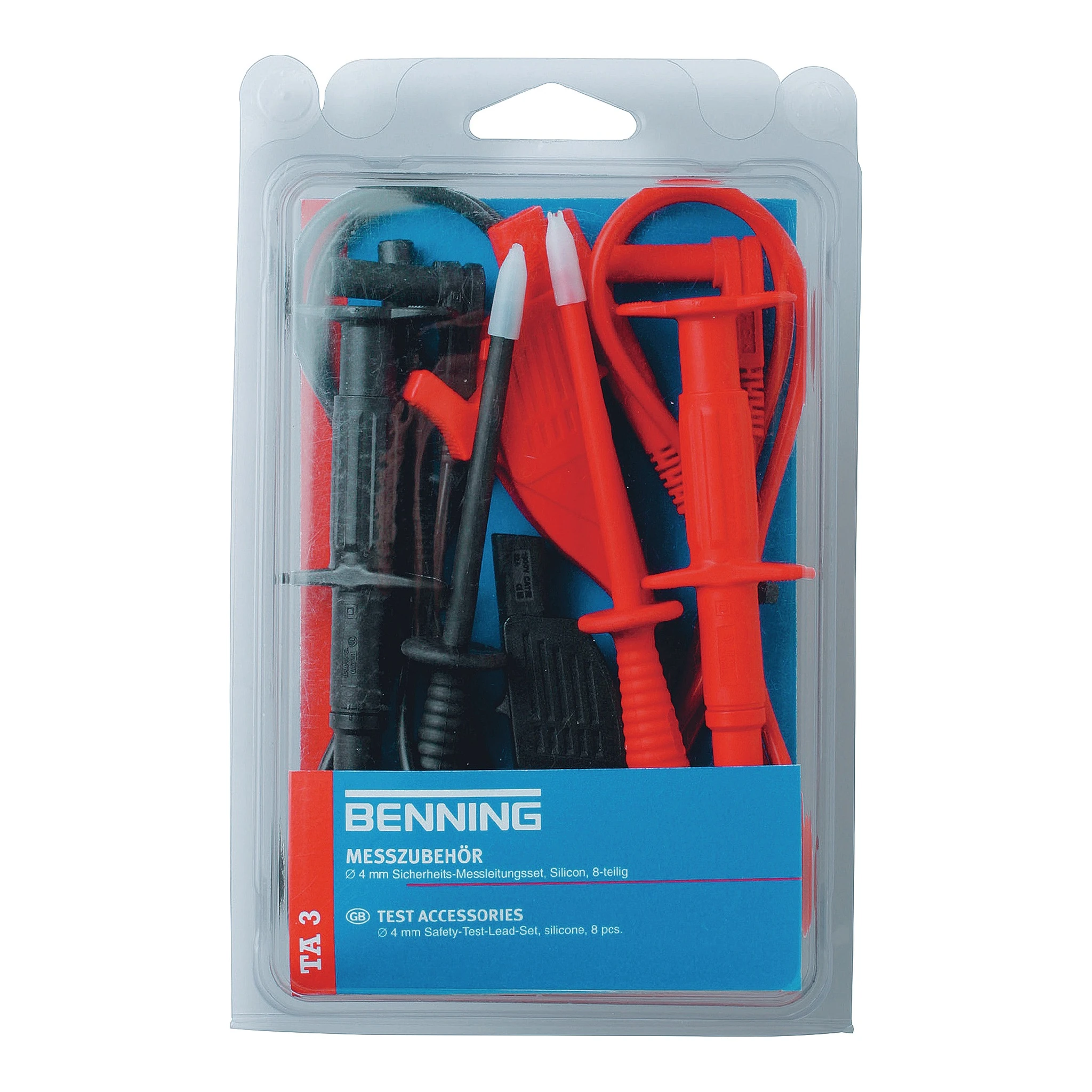 BENNING | Messleitungs-Satz | 8-teilig Messspitzen-Ø 4 mm | Länge 1000 mm