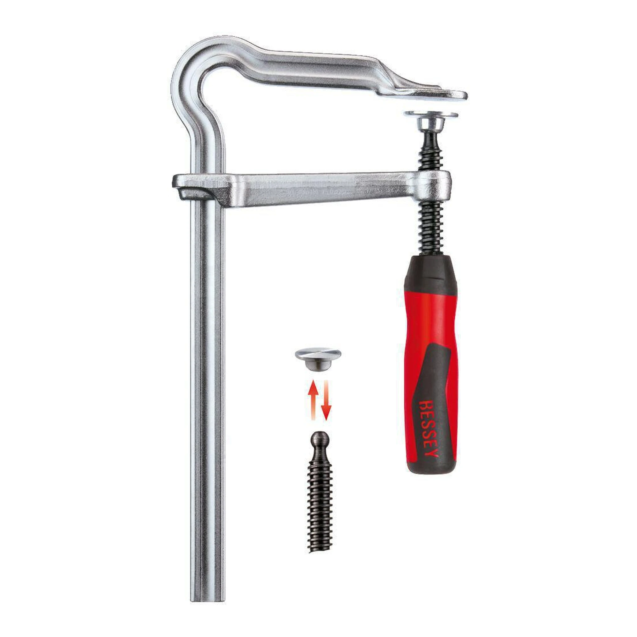 BESSEY | Ganzstahlschraubzwinge | Spannweite 160 mm Ausladung 80 mm | 2-K-Griff