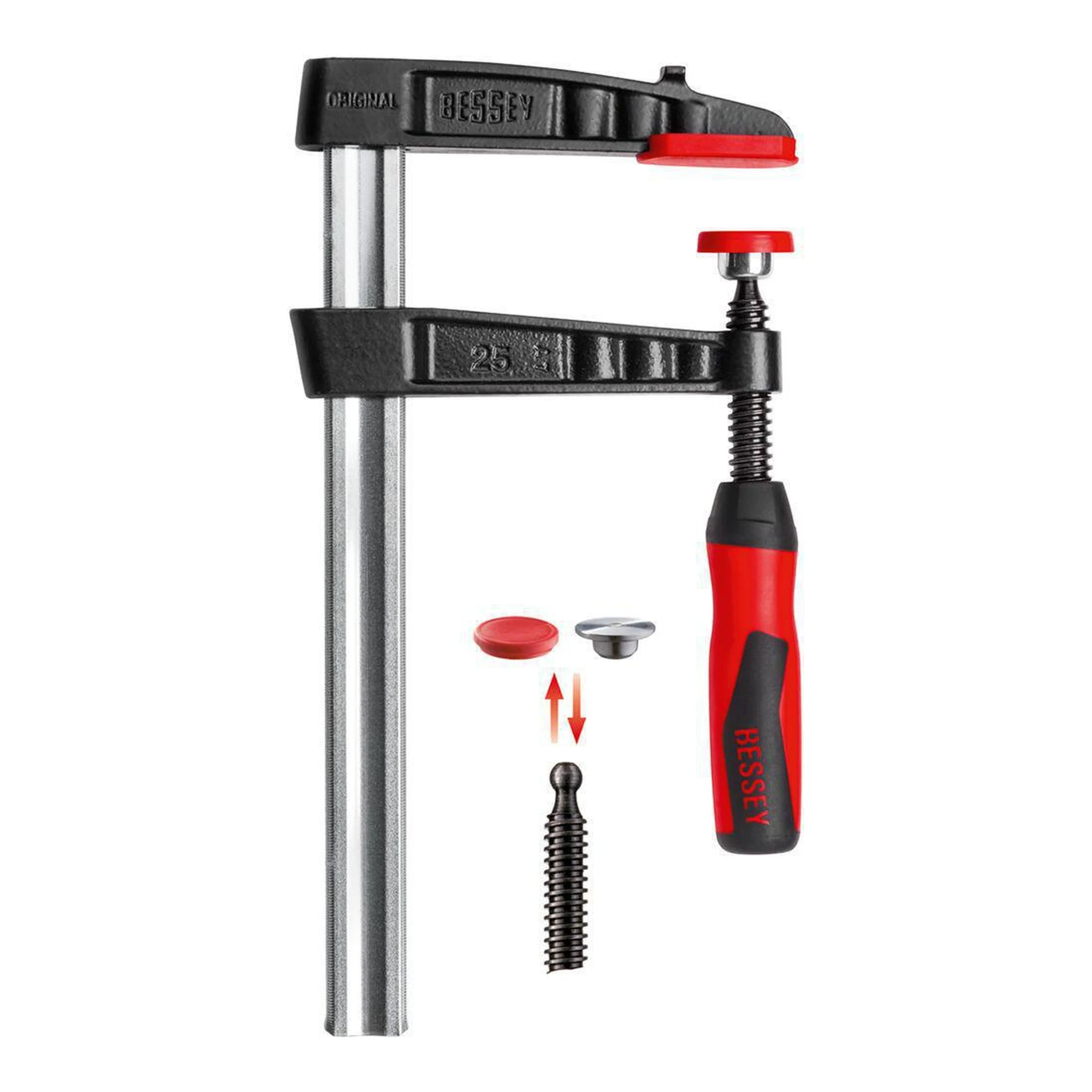 BESSEY | Temperguss-Schraubzwinge | Spannweite 1000 mm Ausladung 175 mm | 2-Komponentengriff