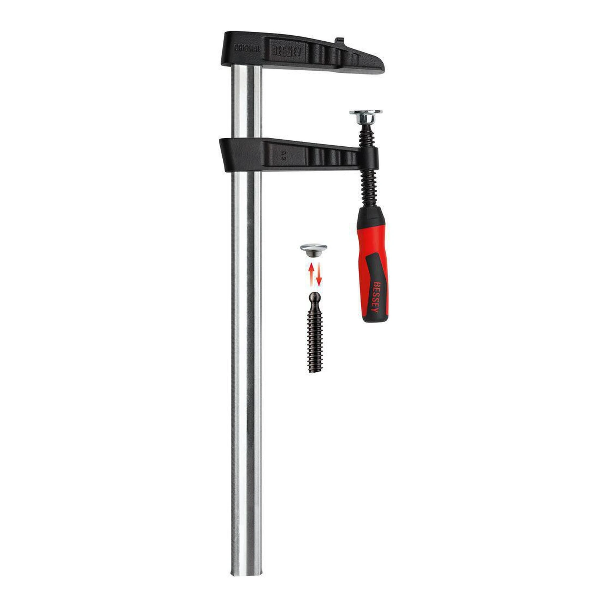 BESSEY | Temperguss-Schraubknecht | Spannweite 1000 mm Ausladung 120 mm | 2-Komponentengriff