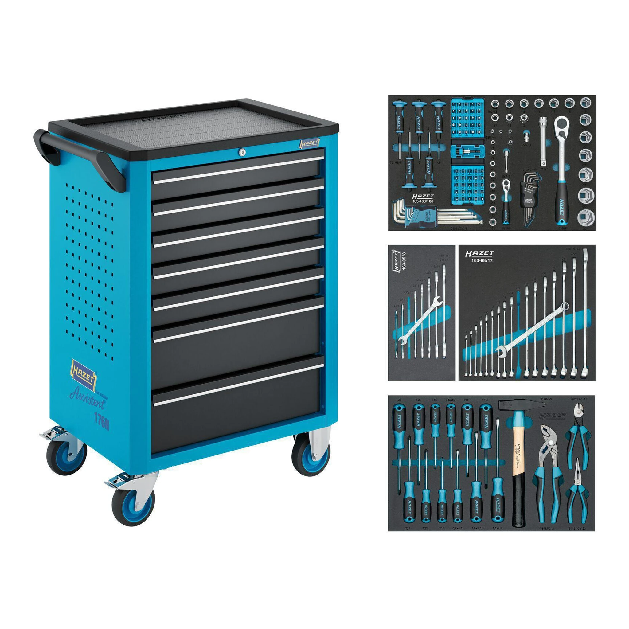 HAZET | Werkzeugwagen | B498xT780xH1018mm | 480 kg 7 Schubladen