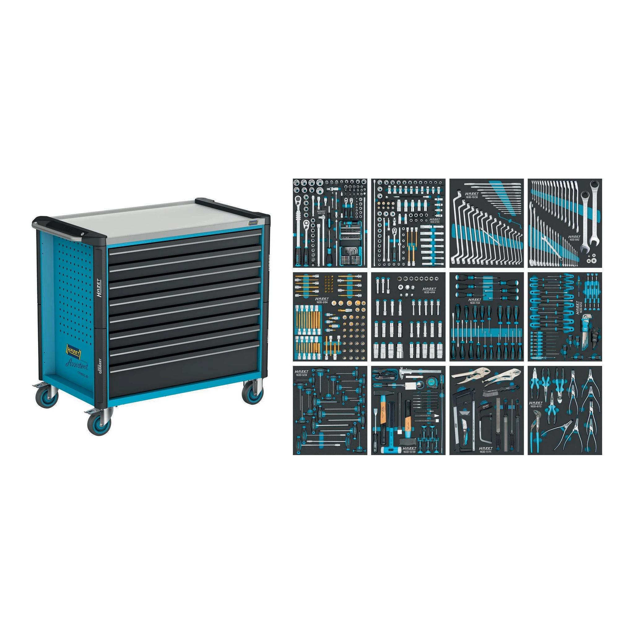 HAZET | Werkzeugwagen | B1133xT642xH1020mm | 1000 kg 8 Schubladen