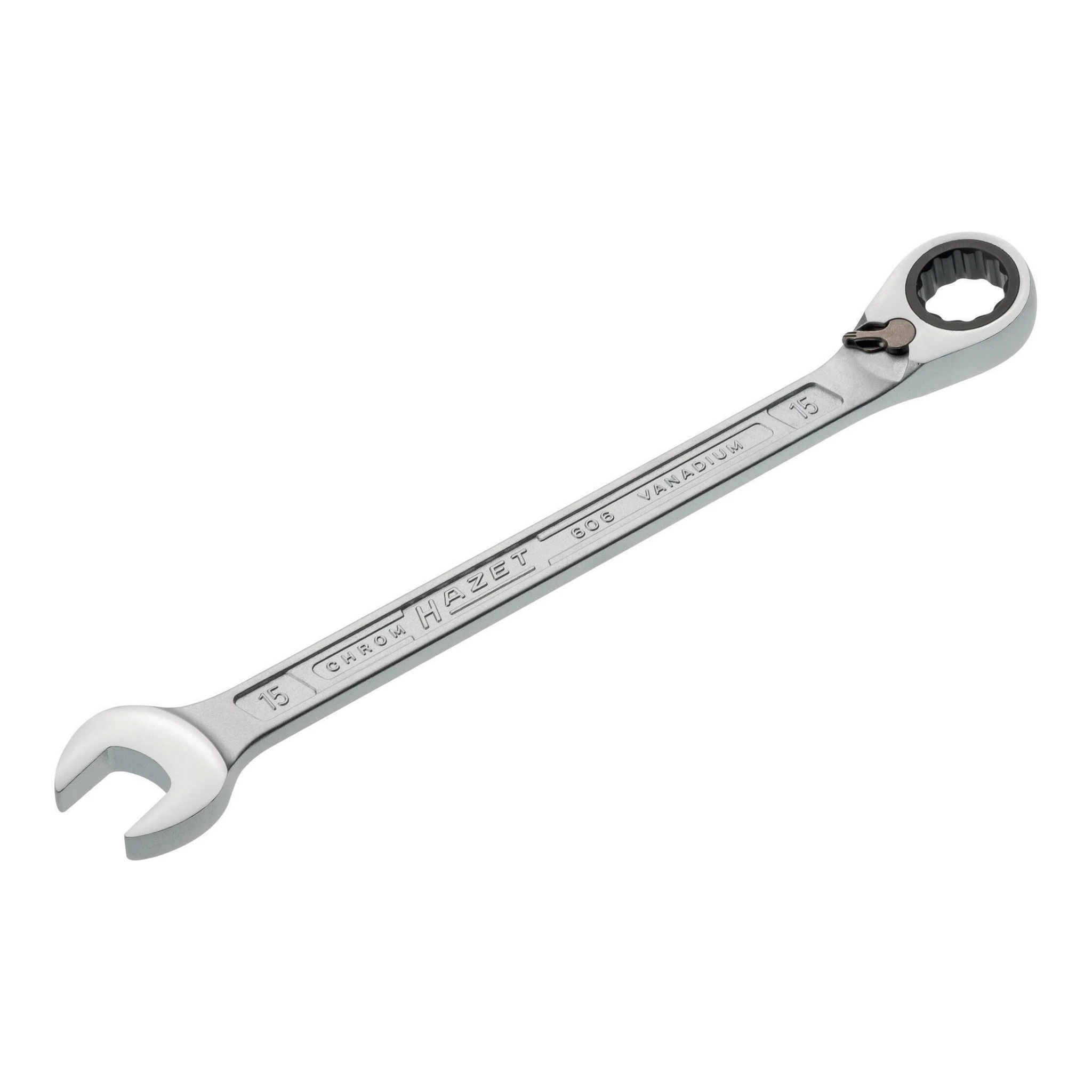 HAZET | Maulringratschenschlüssel | Schlüsselweite 15 mm Länge 218 mm | umschaltbar, Ringseite 13 °