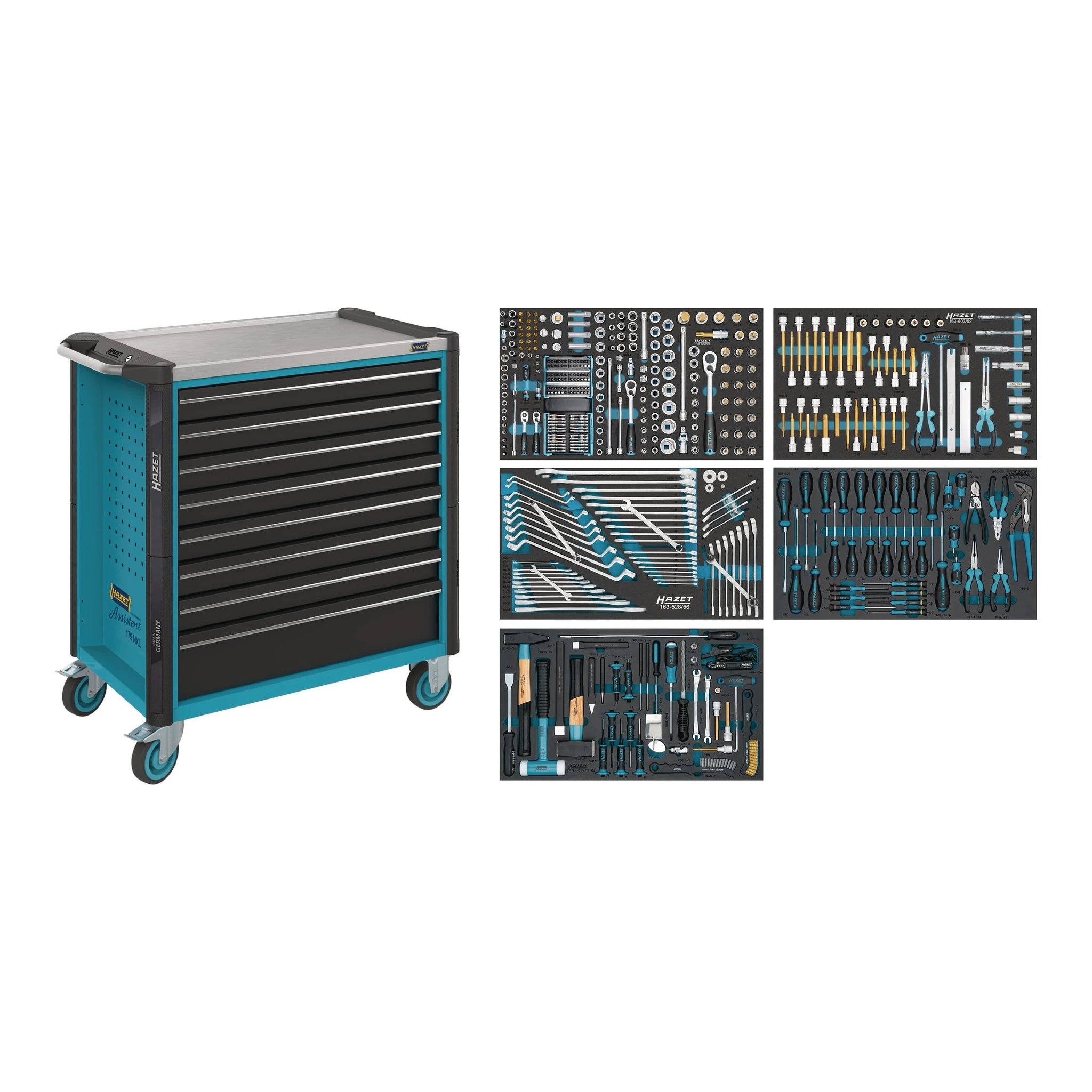 HAZET | Werkstattwagen | B1200xT800xH1480mm | 1000 kg 8 Schubladen