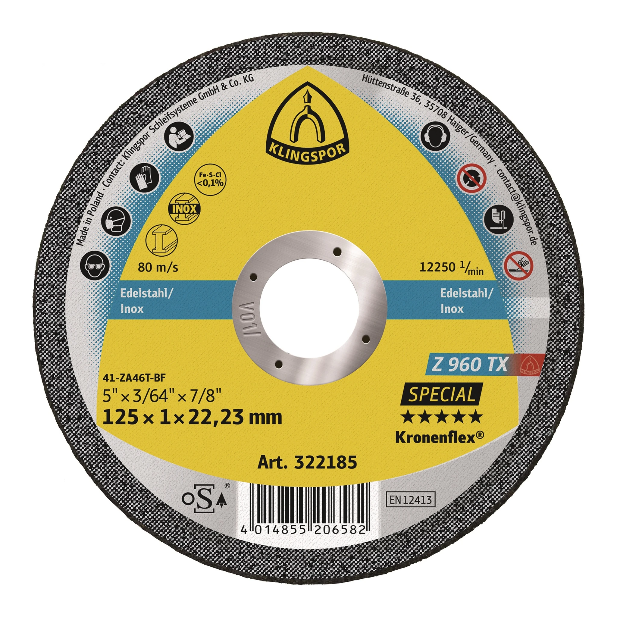 KLINGSPOR | Trennscheibe | D115x1mm gerade | INOX