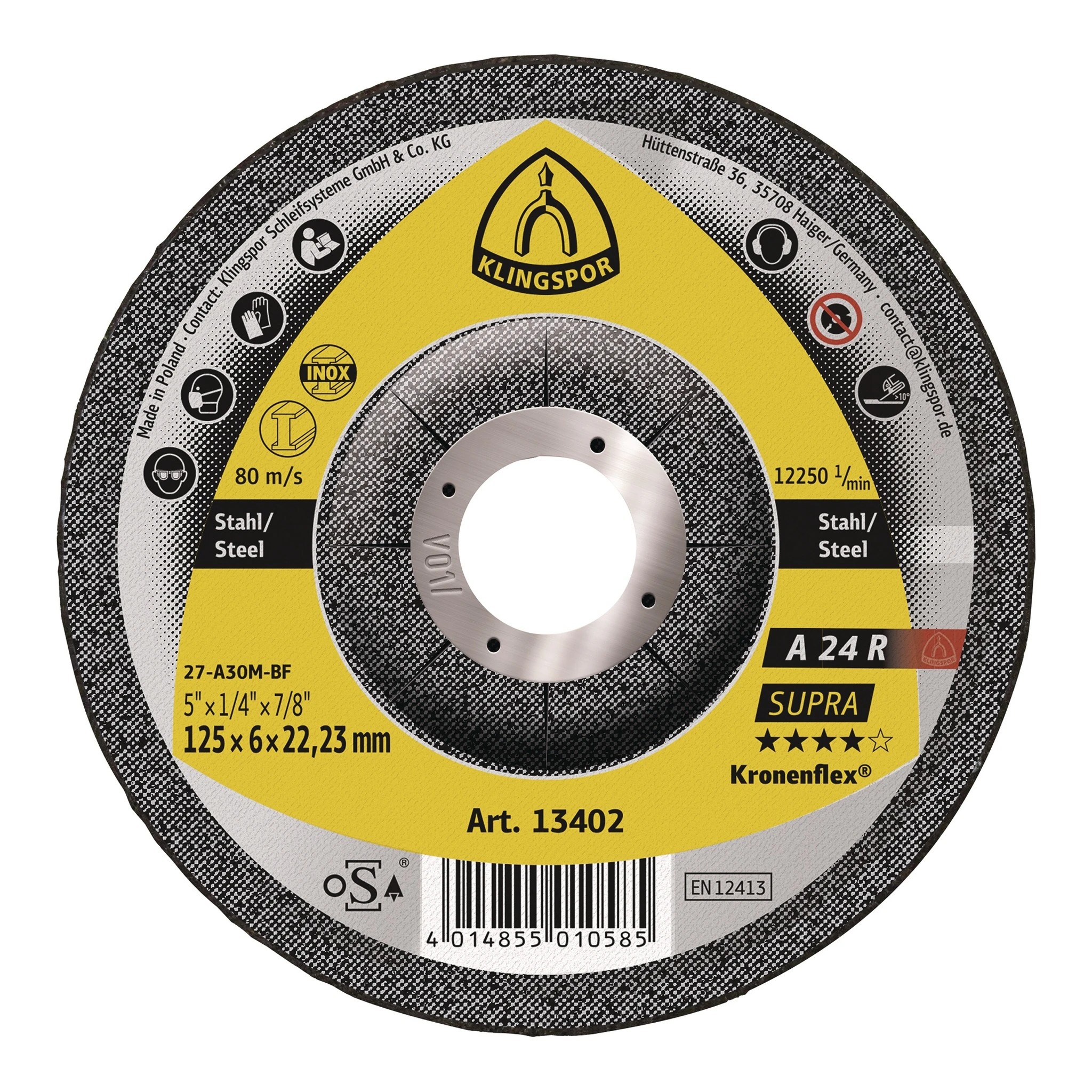 KLINGSPOR | Schruppscheibe | D125xS4mm | Stahl