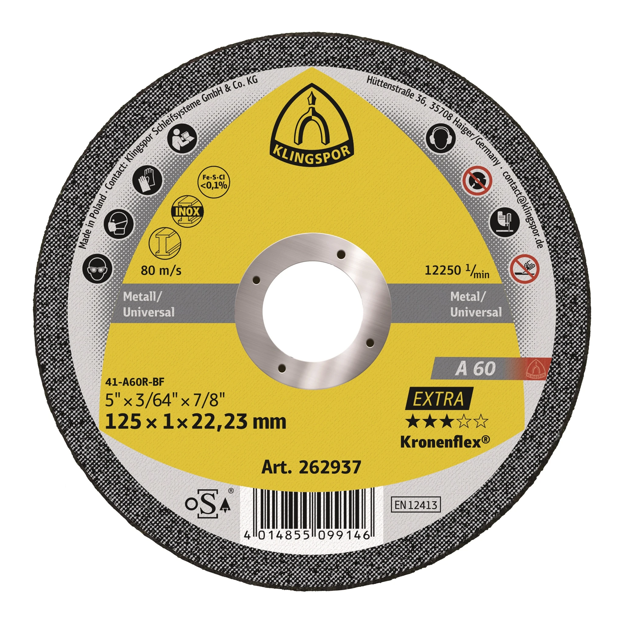 KLINGSPOR | Trennscheibe | D115x1mm gerade | INOX