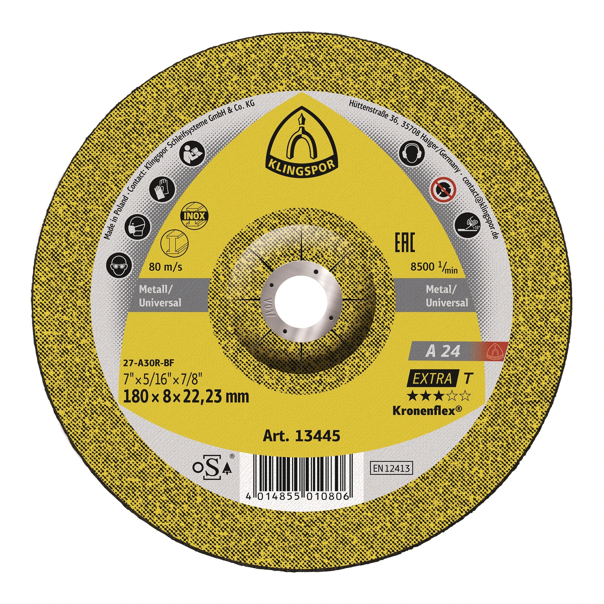 KLINGSPOR | Schruppscheibe | D115xS6mm | Stahl