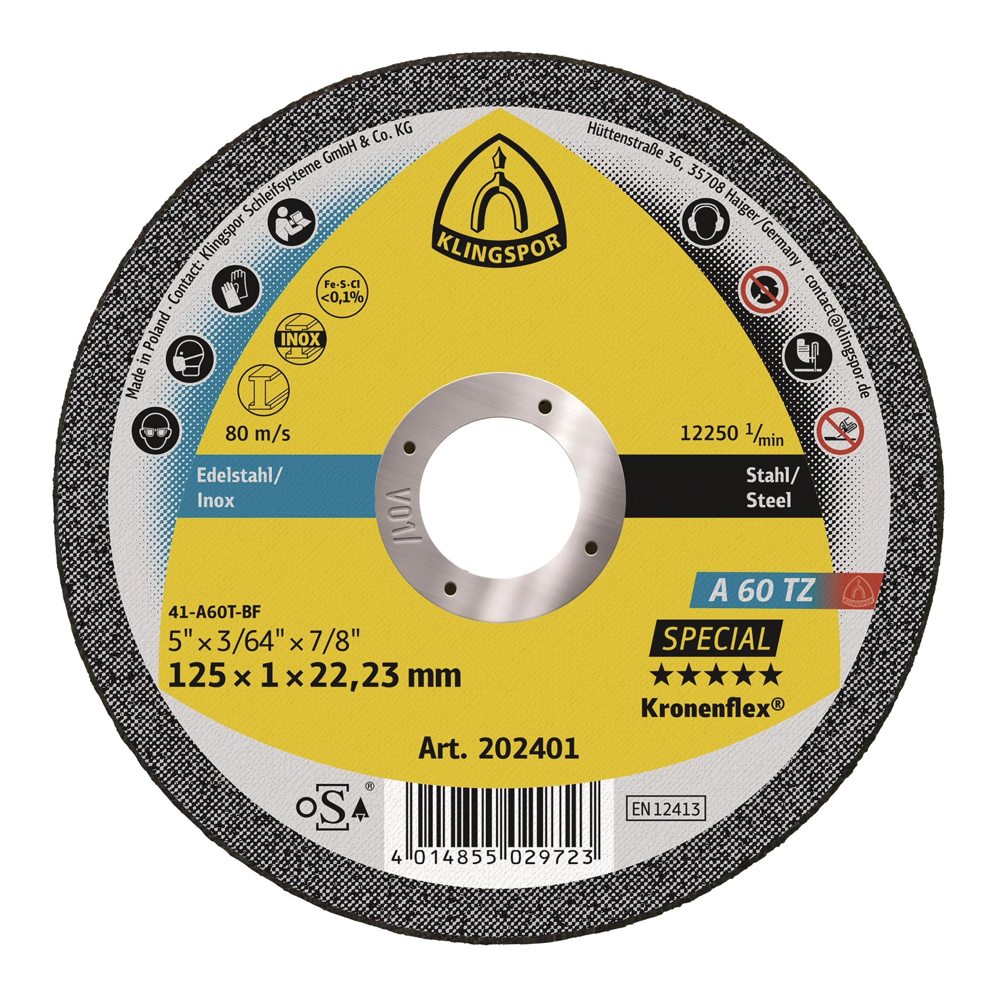 KLINGSPOR | Trennscheibe | D115x1mm gerade | INOX