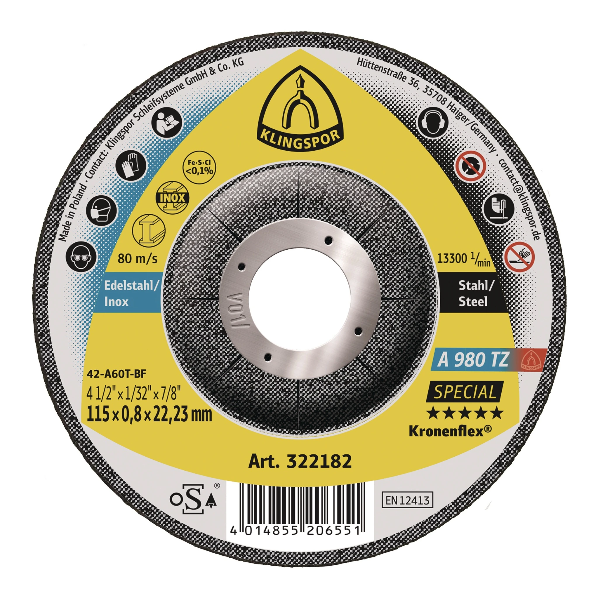 KLINGSPOR | Trennscheibe | D125x0,8mm gekröpft | INOX