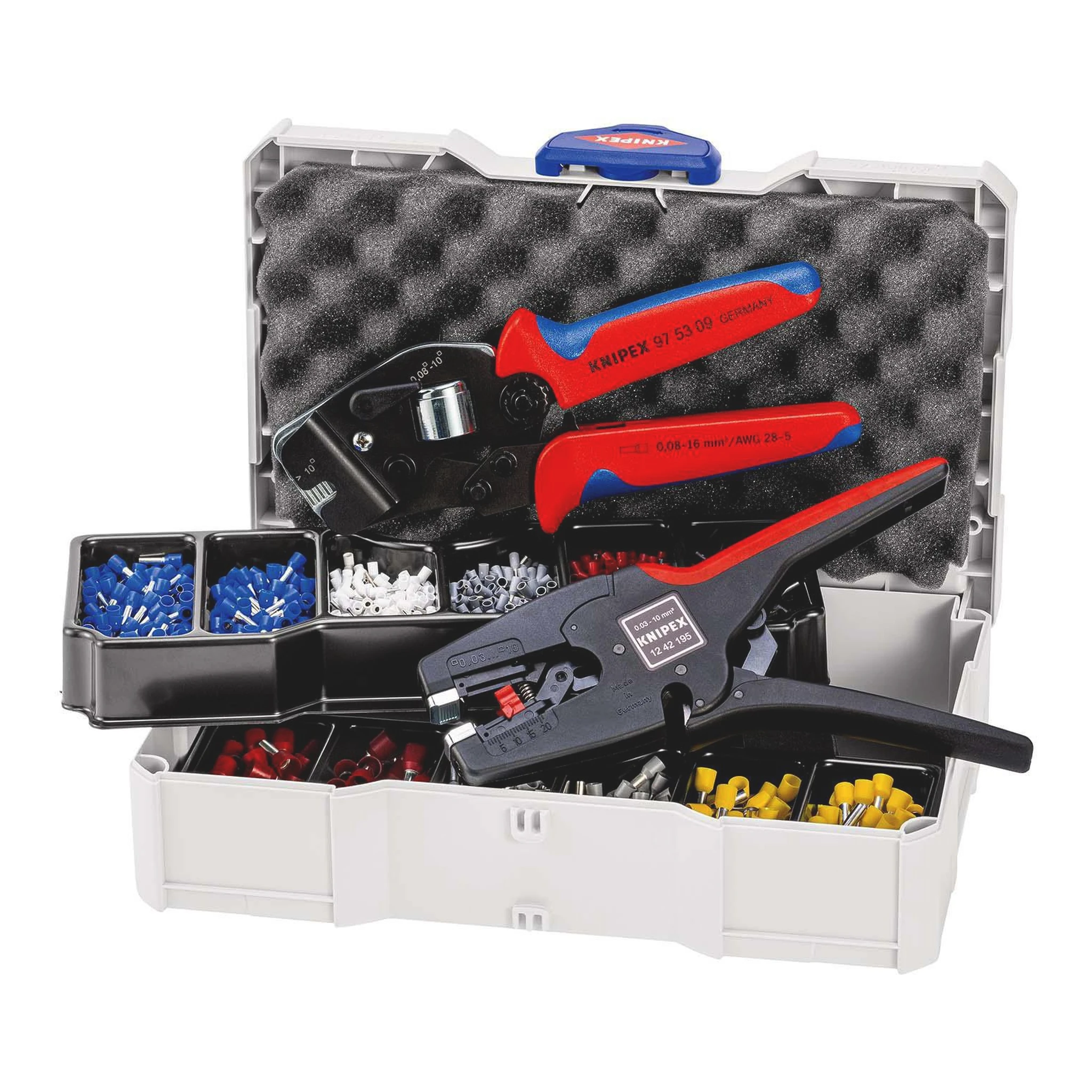 KNIPEX | Aderendhülsensortiment | 1252 teilig 0,50 - 10,00 mm² | Crimpzange 195 mm, Abisolierzange