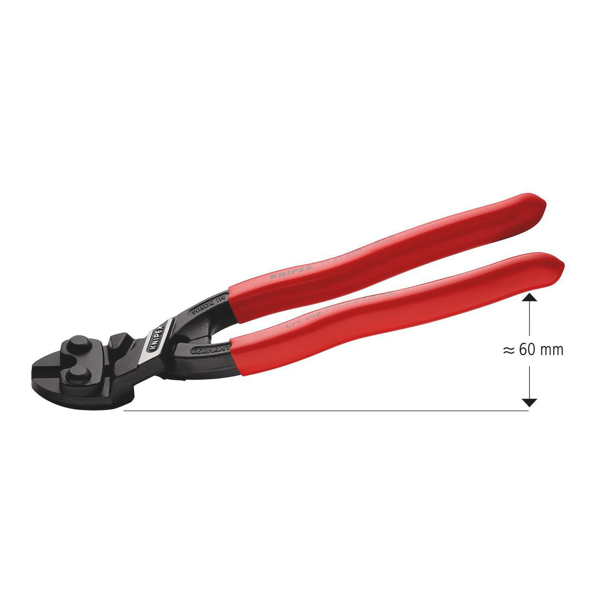 KNIPEX | Kompaktbolzenschneider | Länge 200 mm Kunststoffüberzug | 20 ° 3,6 mm ohne Aussparung