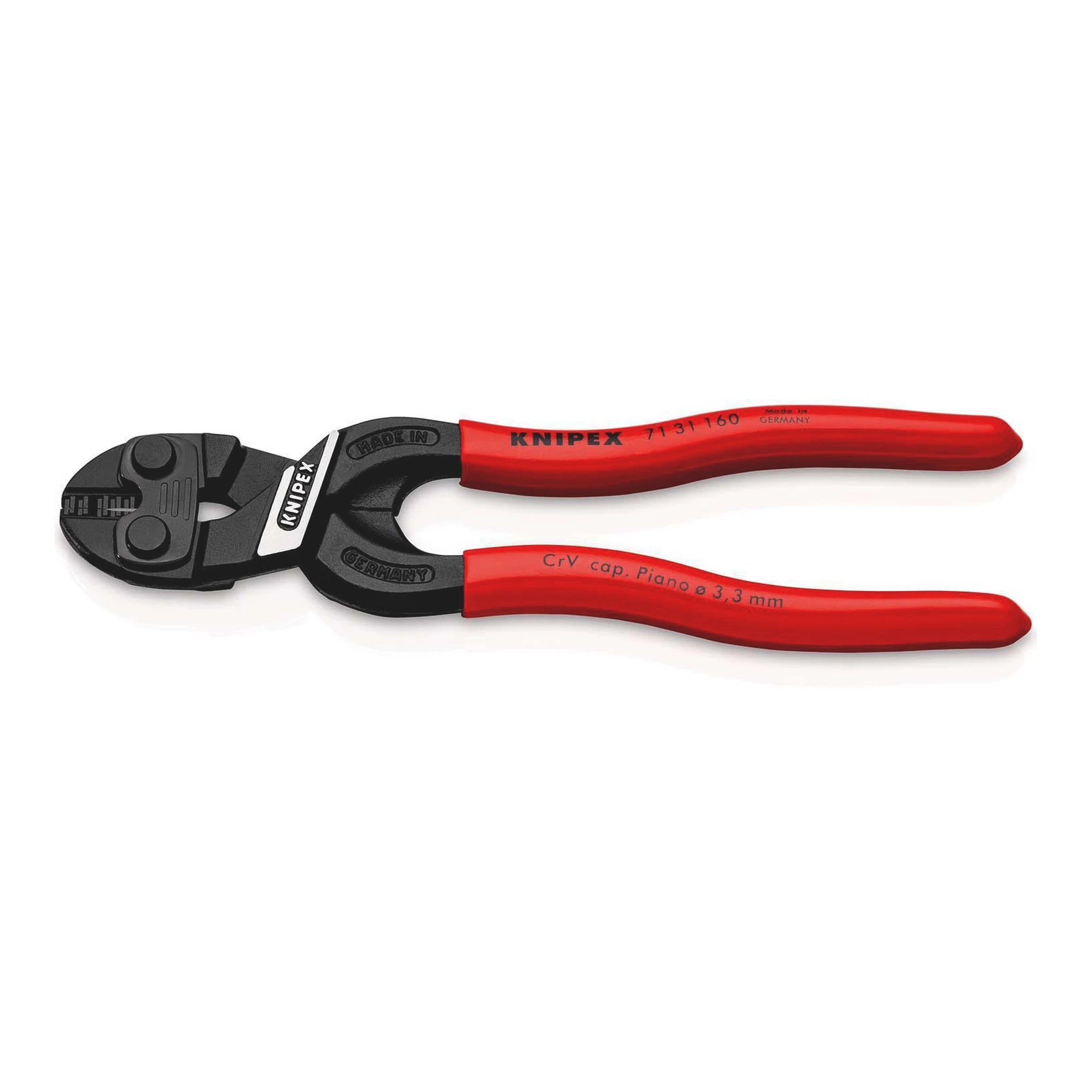KNIPEX | Kompaktbolzenschneider | Länge 160 mm Kunststoffüberzug | gerade 3,3 mm mit Aussparung