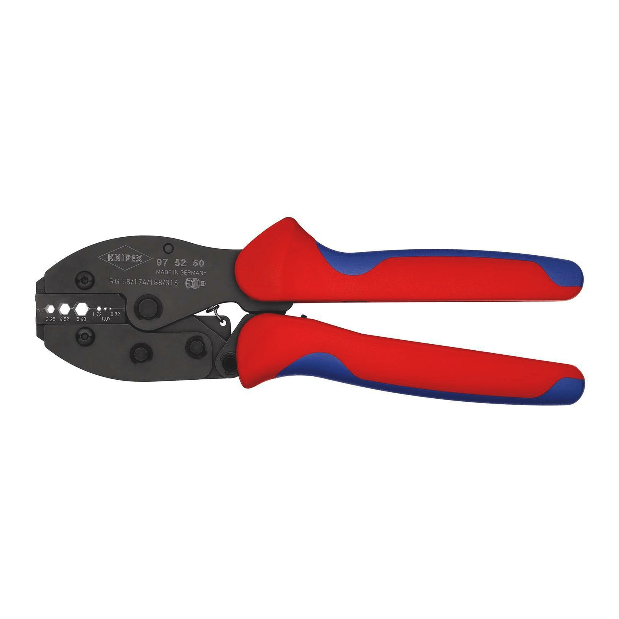 KNIPEX | Crimpzange | Länge 220 mm | 0,72/1,07/1,72/3,25/4,52/5,4 mm² 498 g