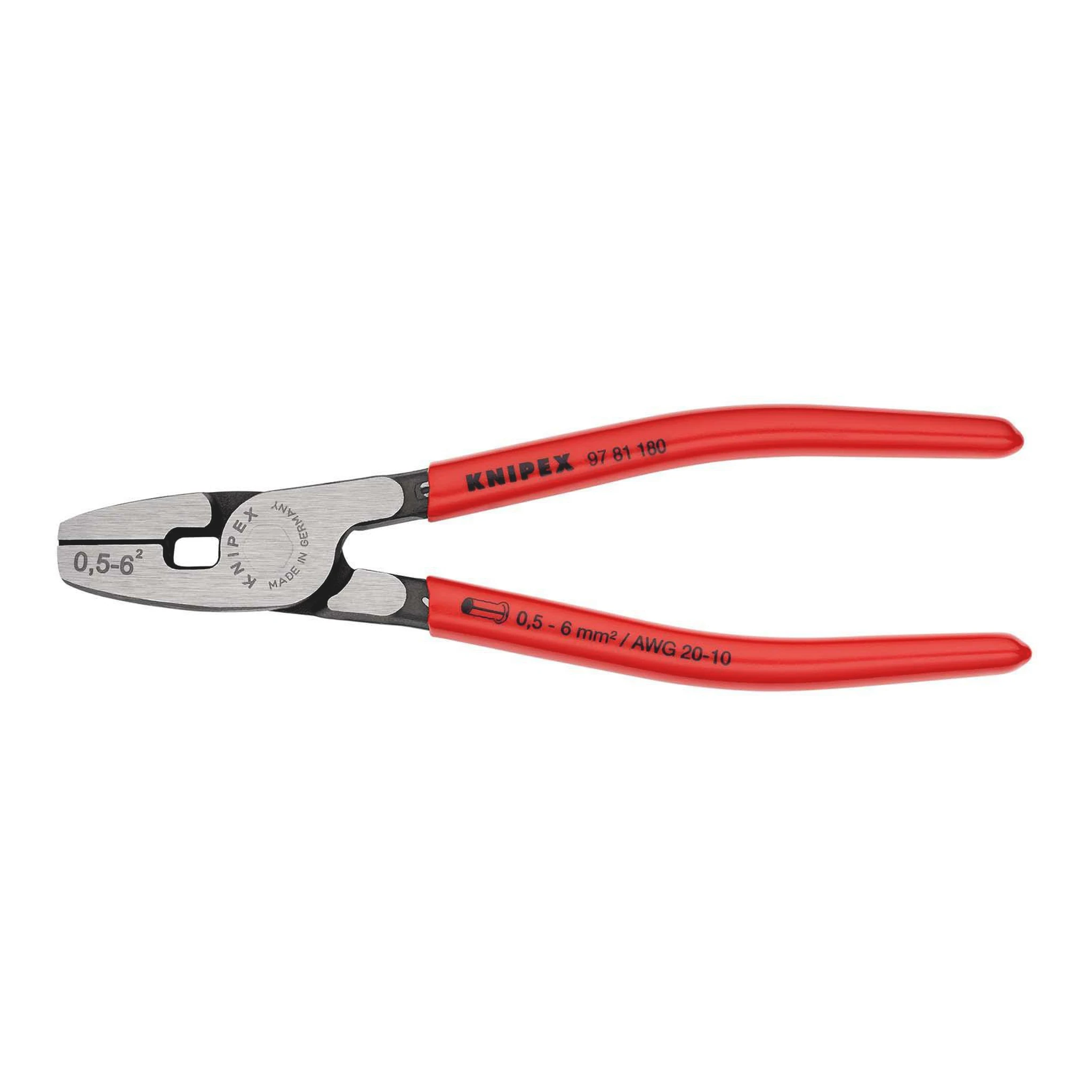 KNIPEX | Aderendhülsenzange | Gesamtlänge 180 mm | 0,5 - 6,0 (AWG 20 - 10) mm² poliert