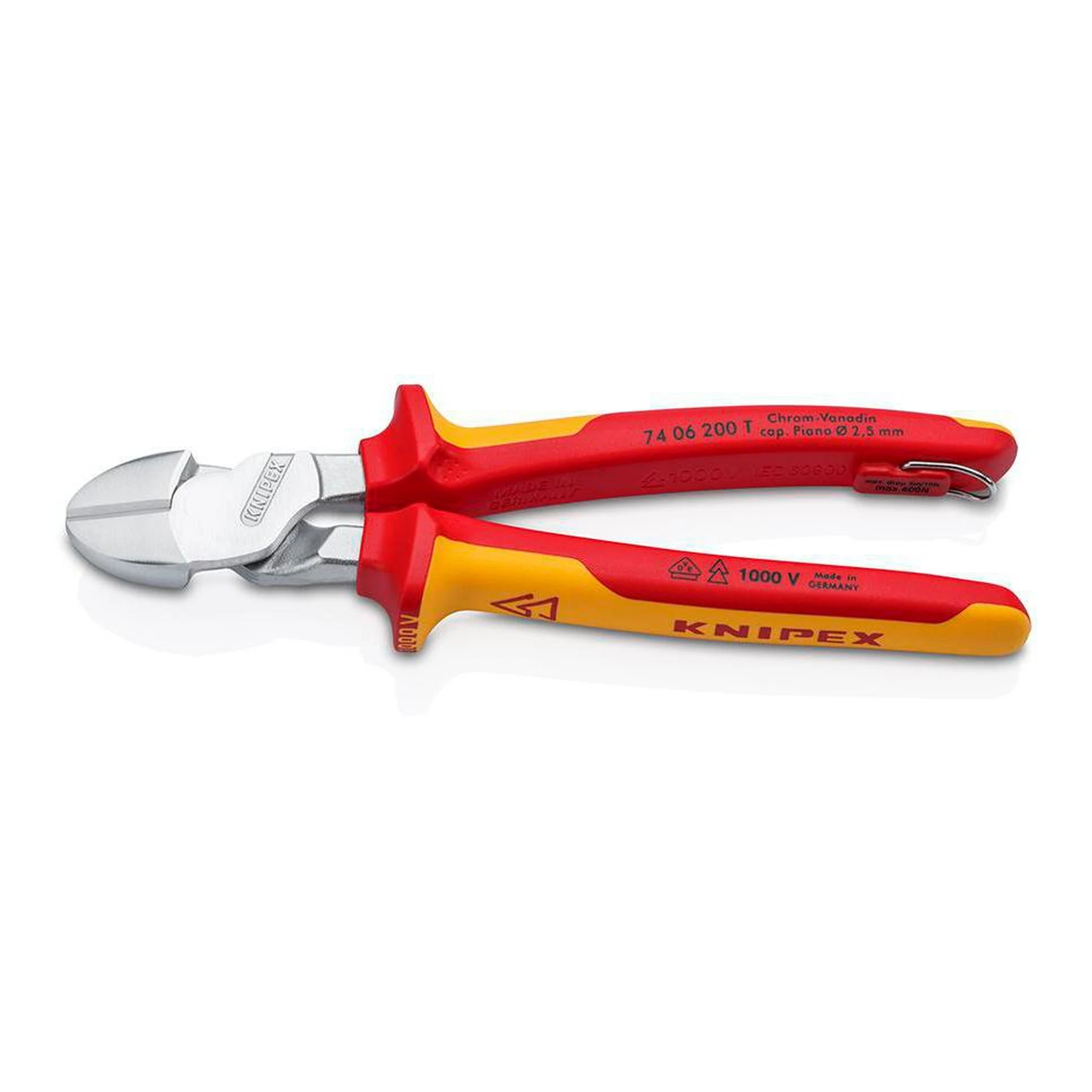 KNIPEX | Kraftseitenschneider | Länge 200 mm | VDE Form 0 mit Befestigungsöse