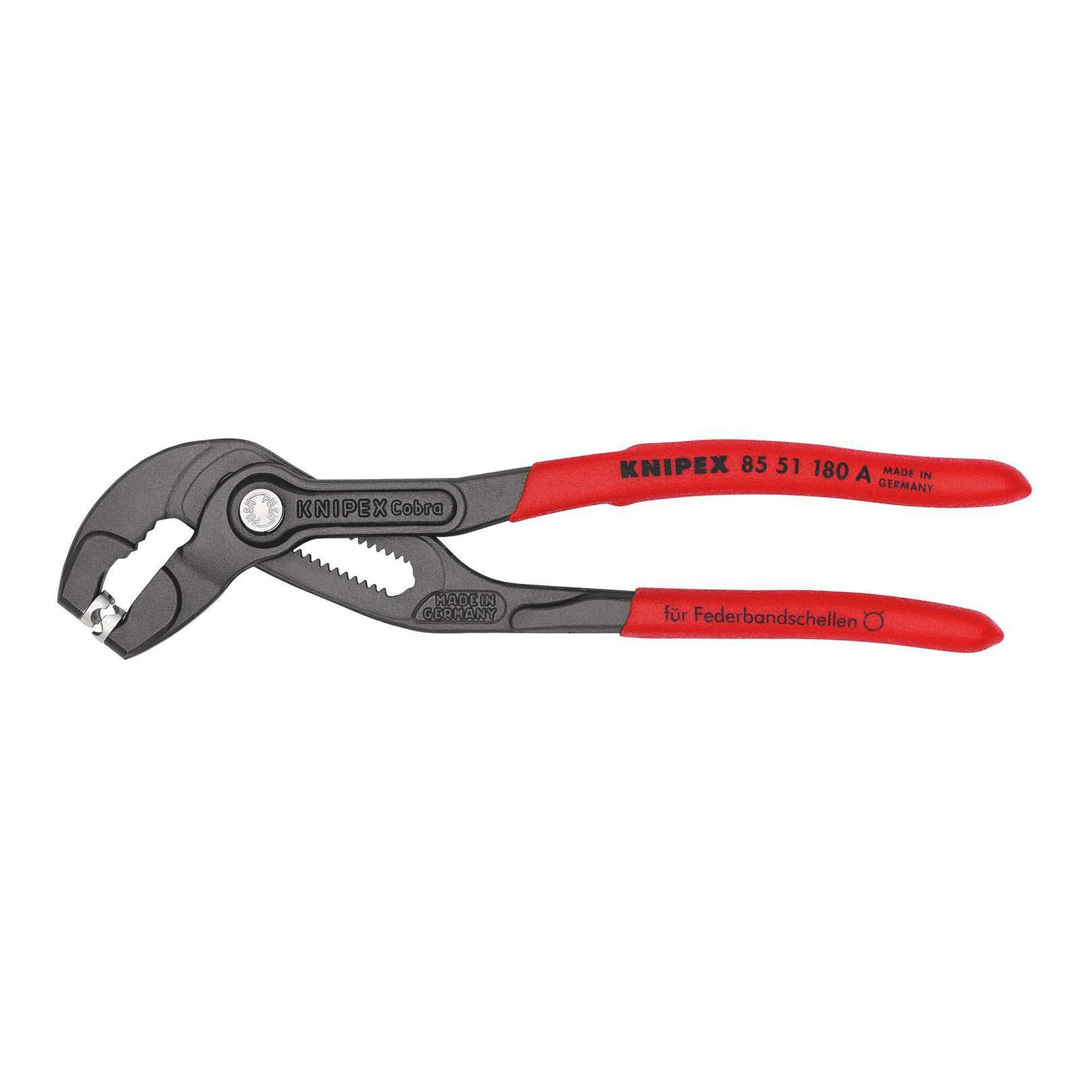 KNIPEX | Federbandschellenzange | Gesamtlänge 180 mm Kapazität max. 50 mm | Einstellungen 15
