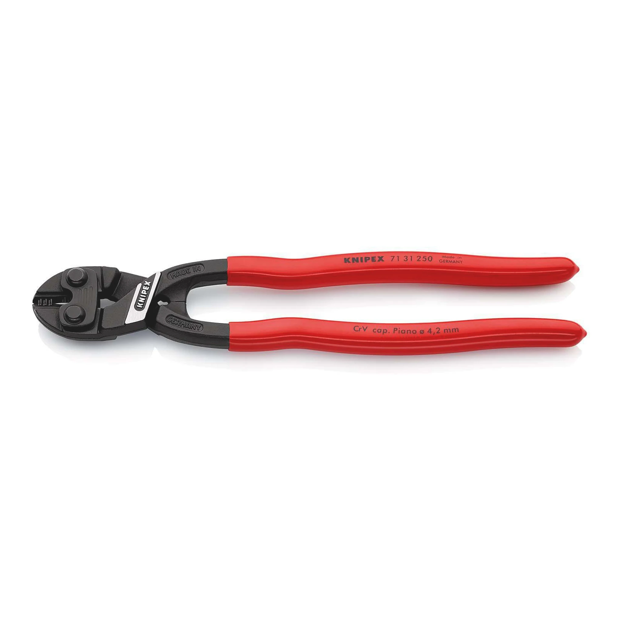 KNIPEX | Kompaktbolzenschneider | Länge 250 mm Kunststoffüberzug | gerade 4,2 mm mit Aussparung
