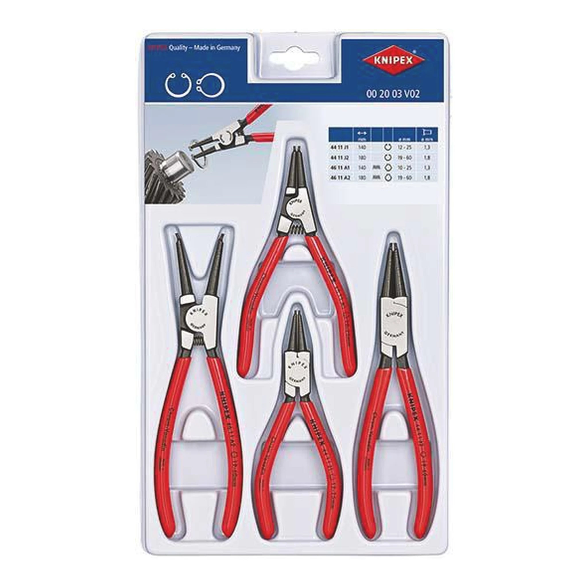 KNIPEX | Sicherungsringzangen-Satz | 4-teilig stabile Kunststoffverpackung | 10 - 60 mm