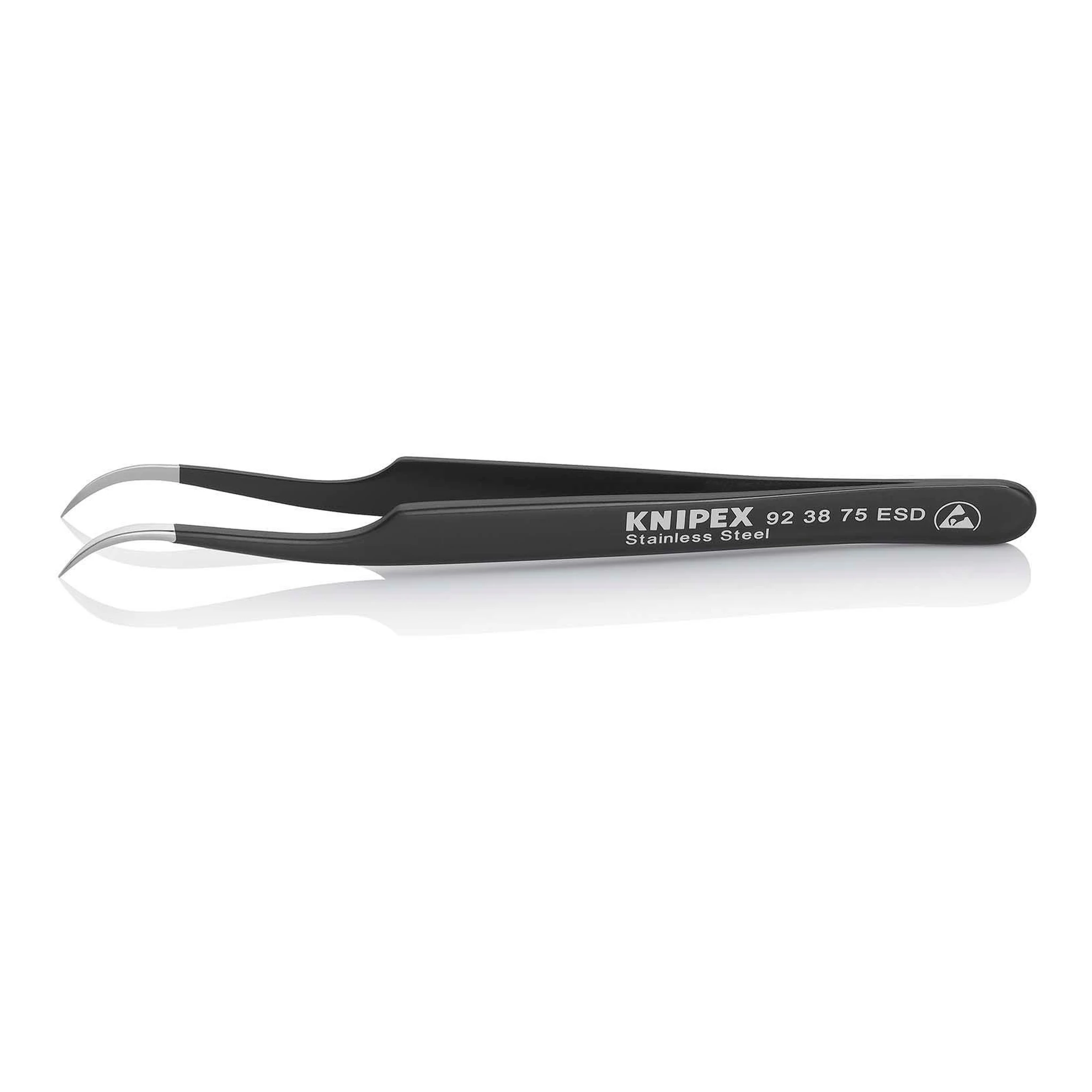 KNIPEX | Präzisionspinzette | Länge 120 mm 45° gewinkelt sichelform | rostfrei, antimagn., elektr. ableitend