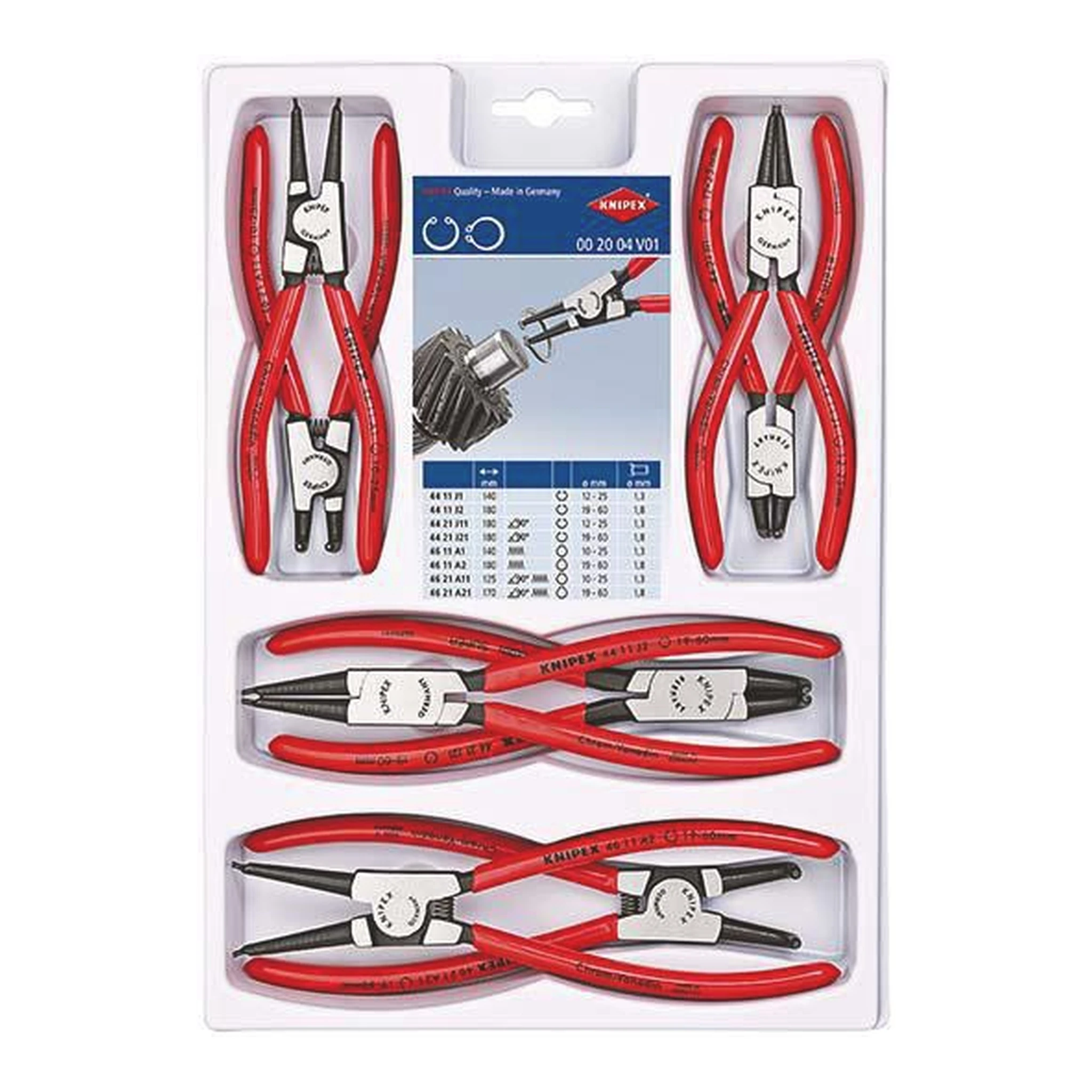 KNIPEX | Sicherungsringzangen-Satz | 8-teilig SB-Lochung | 10 - 60 mm