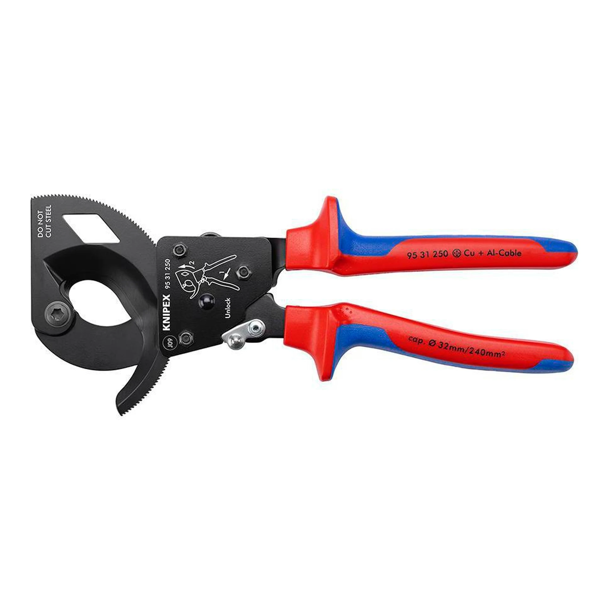 KNIPEX | Kabelschneider | Gesamtlänge 250 mm max. 32 (240 mm²) mm | Mehrkomponenten-Hüllen