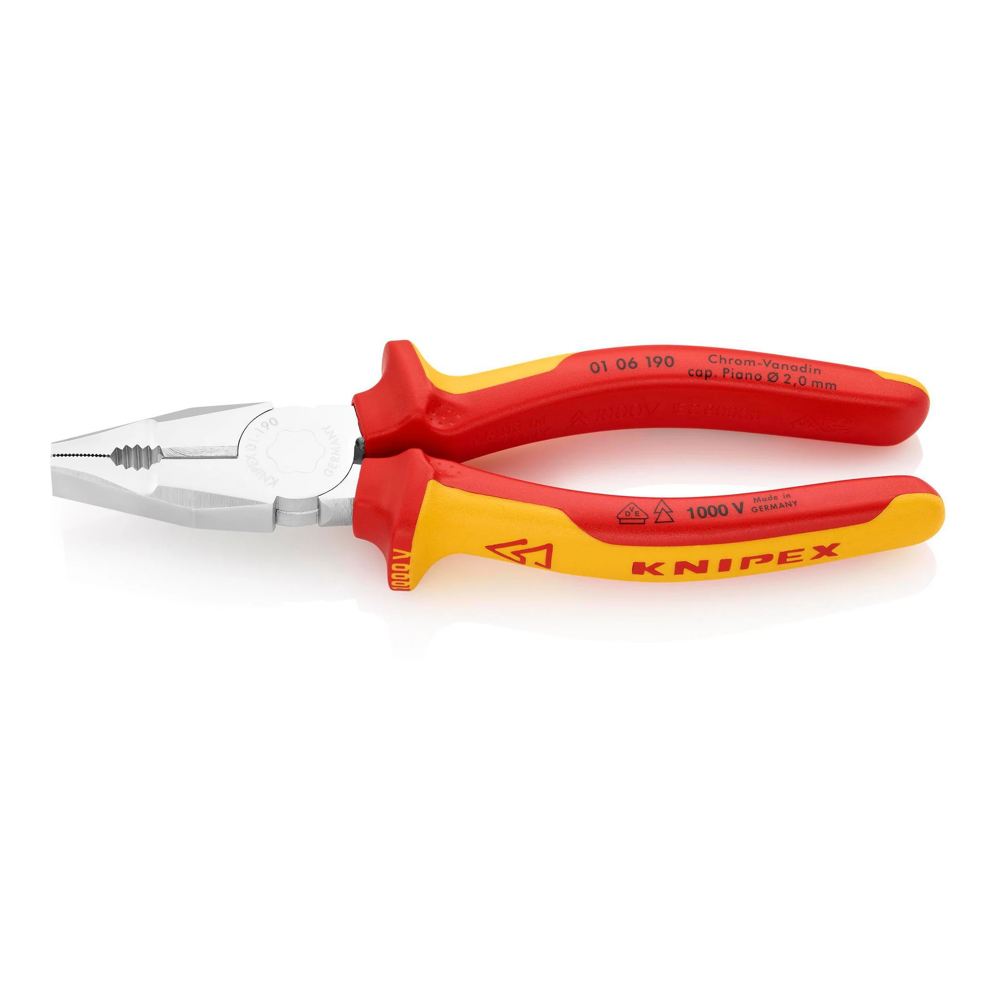KNIPEX | Kombizange | Länge 190 mm | verchromt Mehrkomponenten-Hüllen