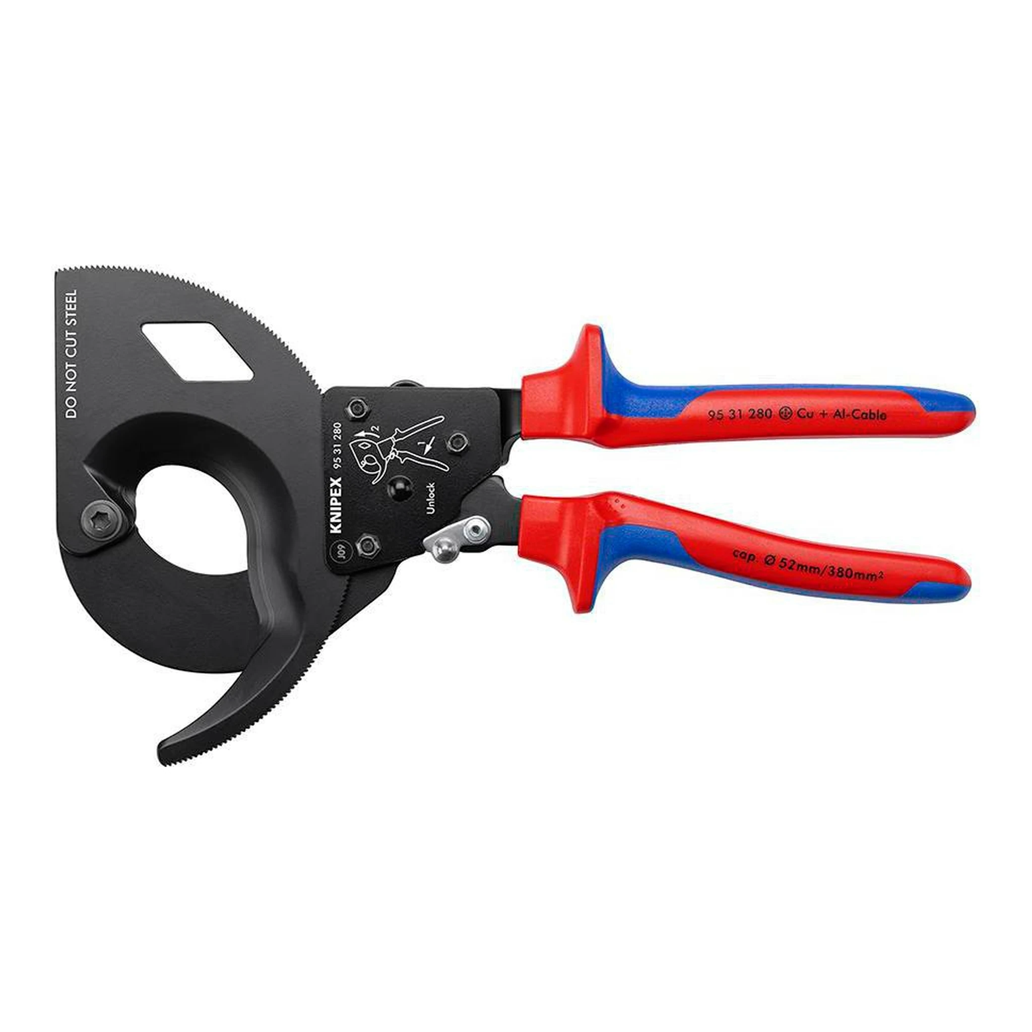 KNIPEX | Kabelschneider | Gesamtlänge 280 mm max. 52 (380 mm²) mm | Mehrkomponenten-Hüllen