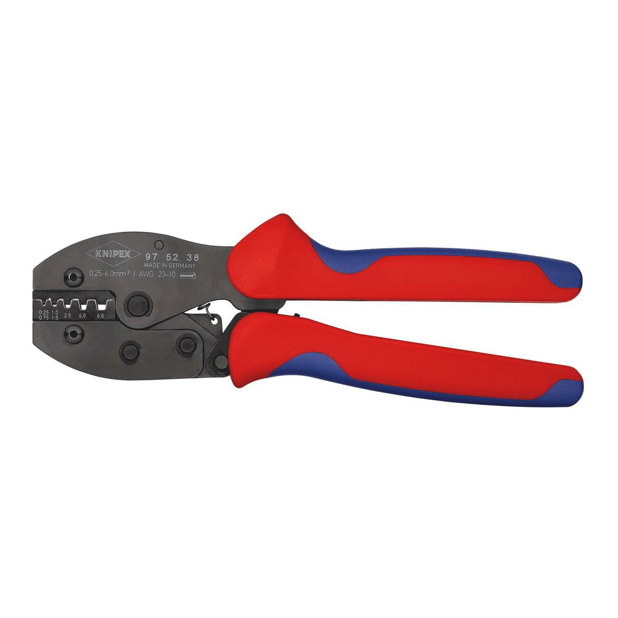 KNIPEX | Aderendhülsencrimpzange | Gesamtlänge 220 mm | 0,25 - 6 (AWG 23 - 10) mm² brüniert
