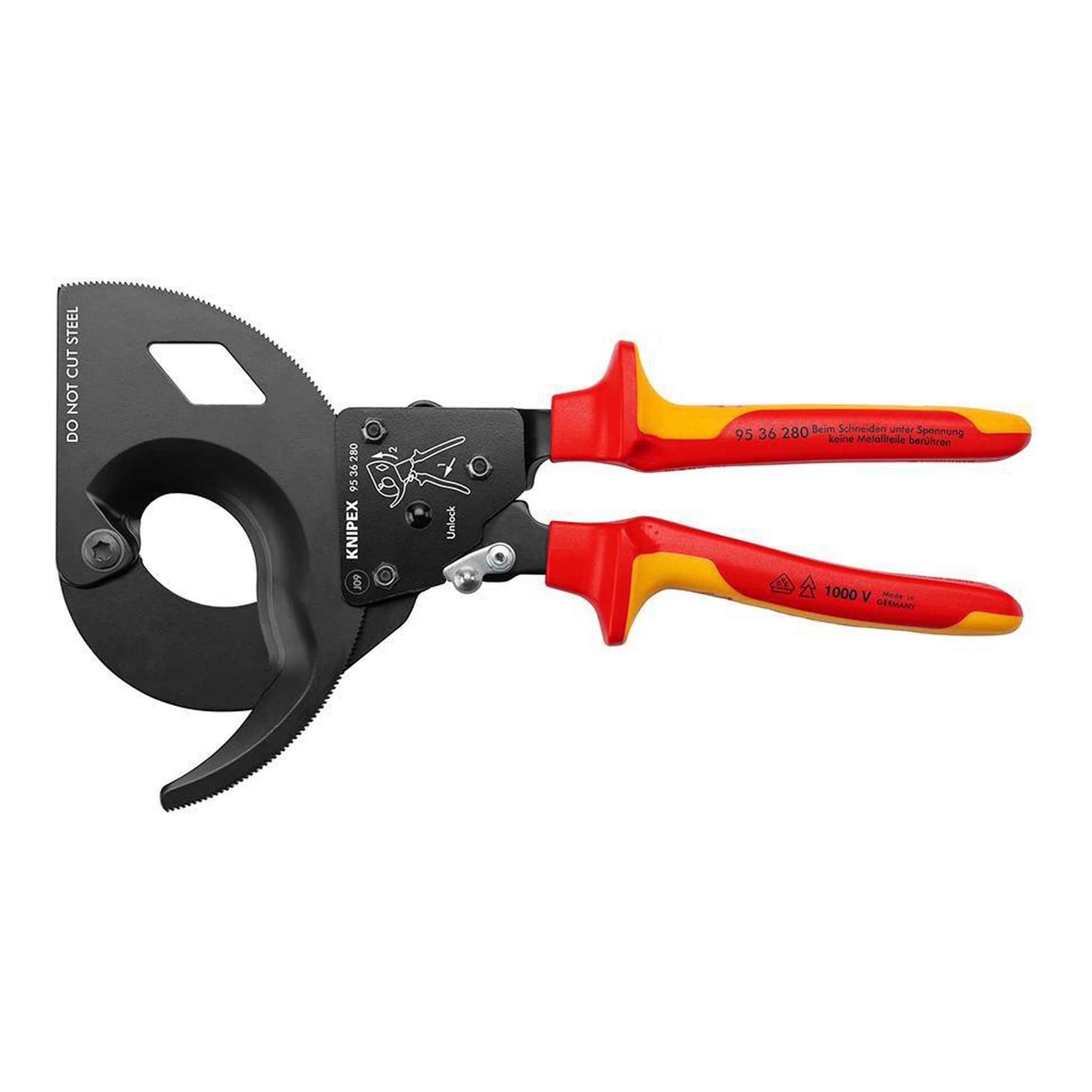 KNIPEX | Kabelschneider | Gesamtlänge 280 mm max. 52 (380 mm²) mm | Mehrkomponenten-Hüllen VDE