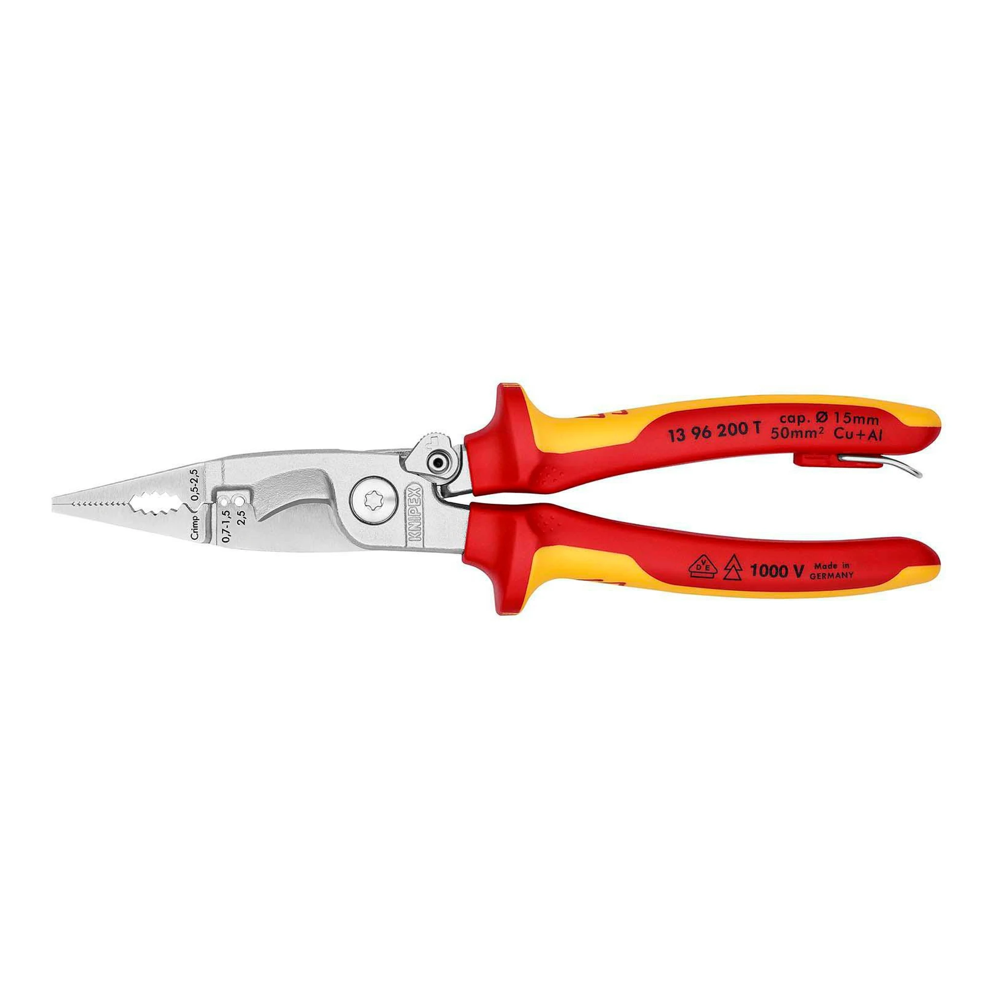 KNIPEX | Elektroinstallationszange | Länge 200 mm VDE | verchromt Mehrkomponenten-Hüllen