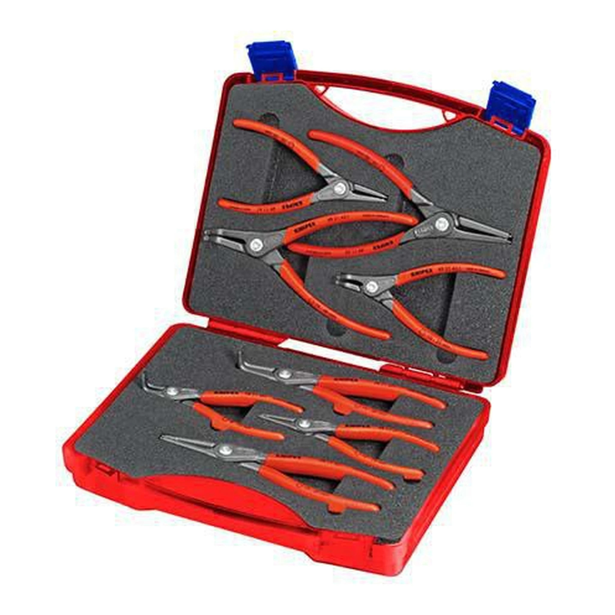 KNIPEX | Präzisionssicherungsringzangen-Satz | 8-teilig in Kunststoffkoffer | 10 - 60 mm