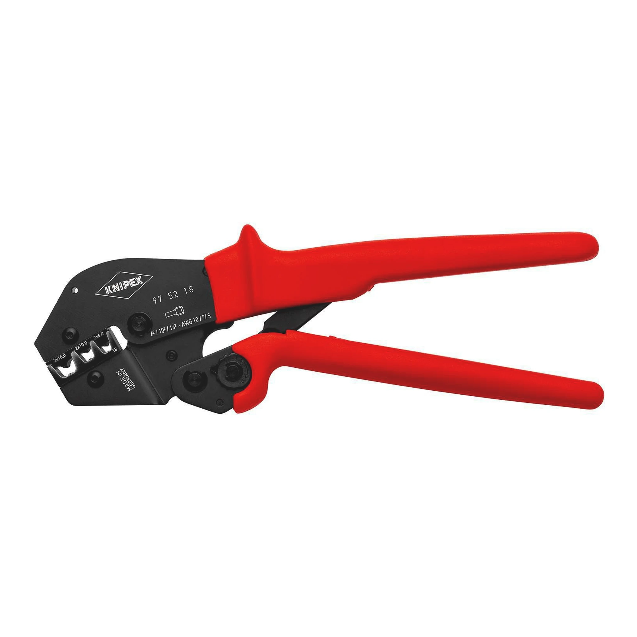 KNIPEX | Crimpzange | Länge 250 mm | 2x6, 2x10, 2x16 (AWG 2x10, 2x7, 2x5) mm²