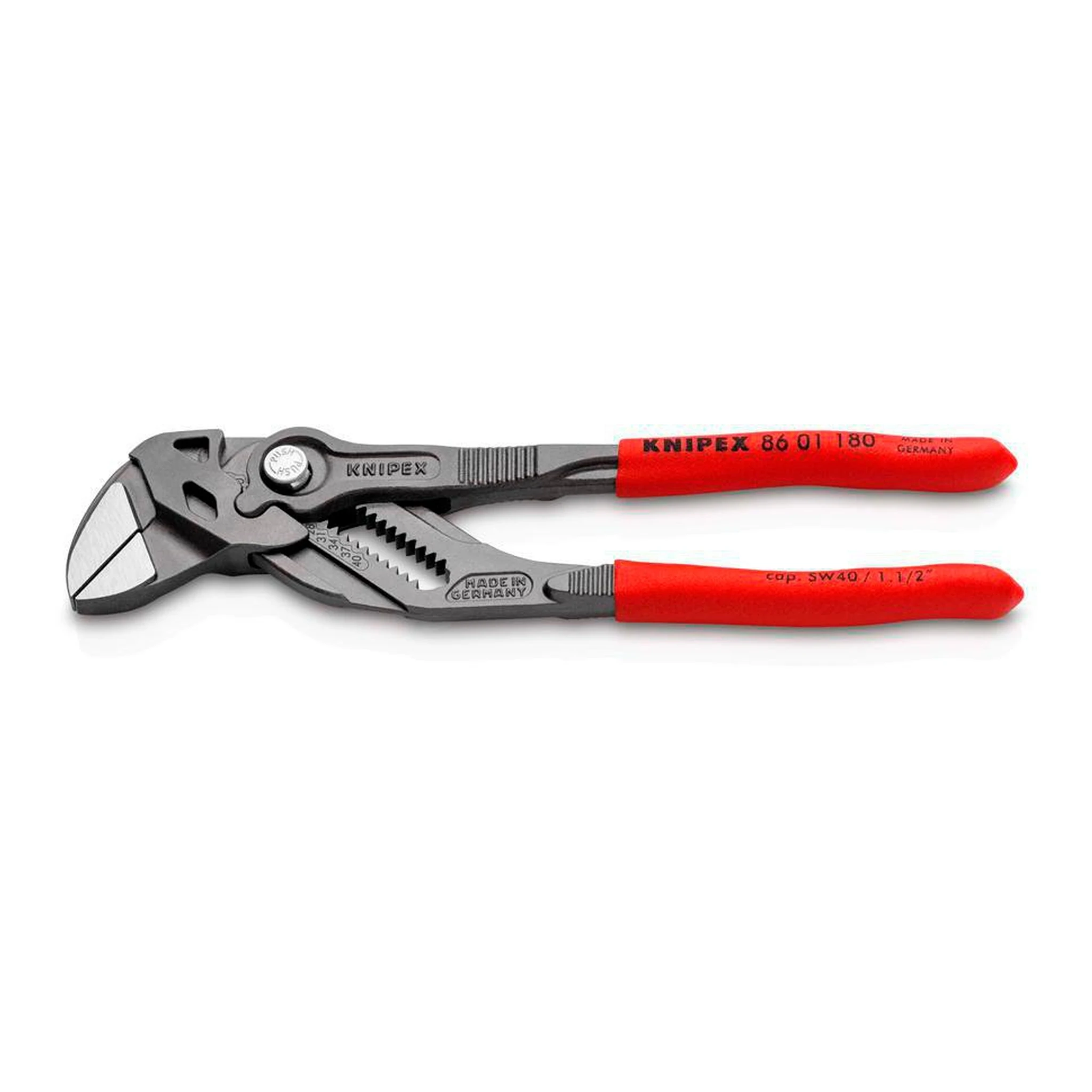 KNIPEX | Zangenschlüssel | Länge 180 mm schwarz atramentiert | Spannweite 40 mm Kunststoffüberzug
