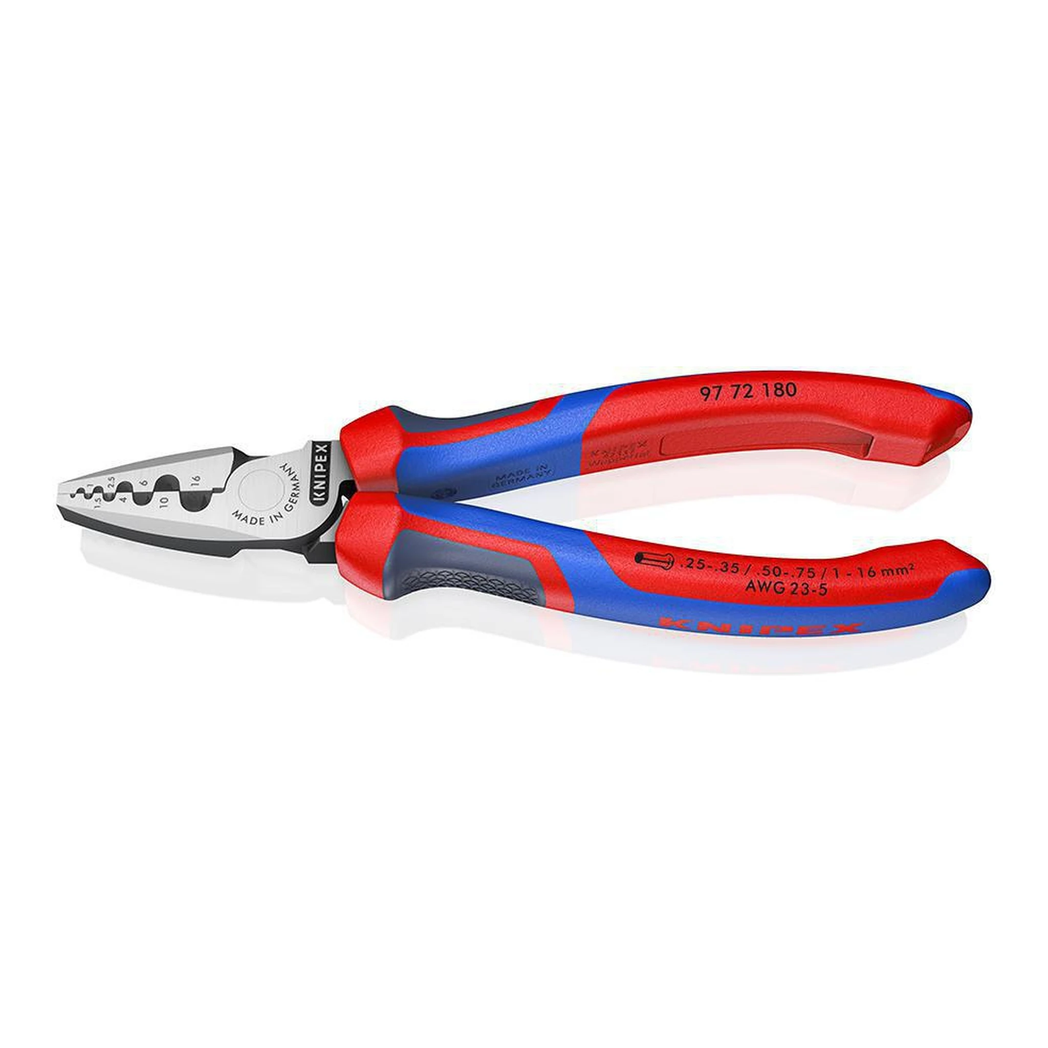 KNIPEX | Aderendhülsenzange | Gesamtlänge 180 mm | 0,25 - 16,0 (AWG 23 - 5) mm² poliert