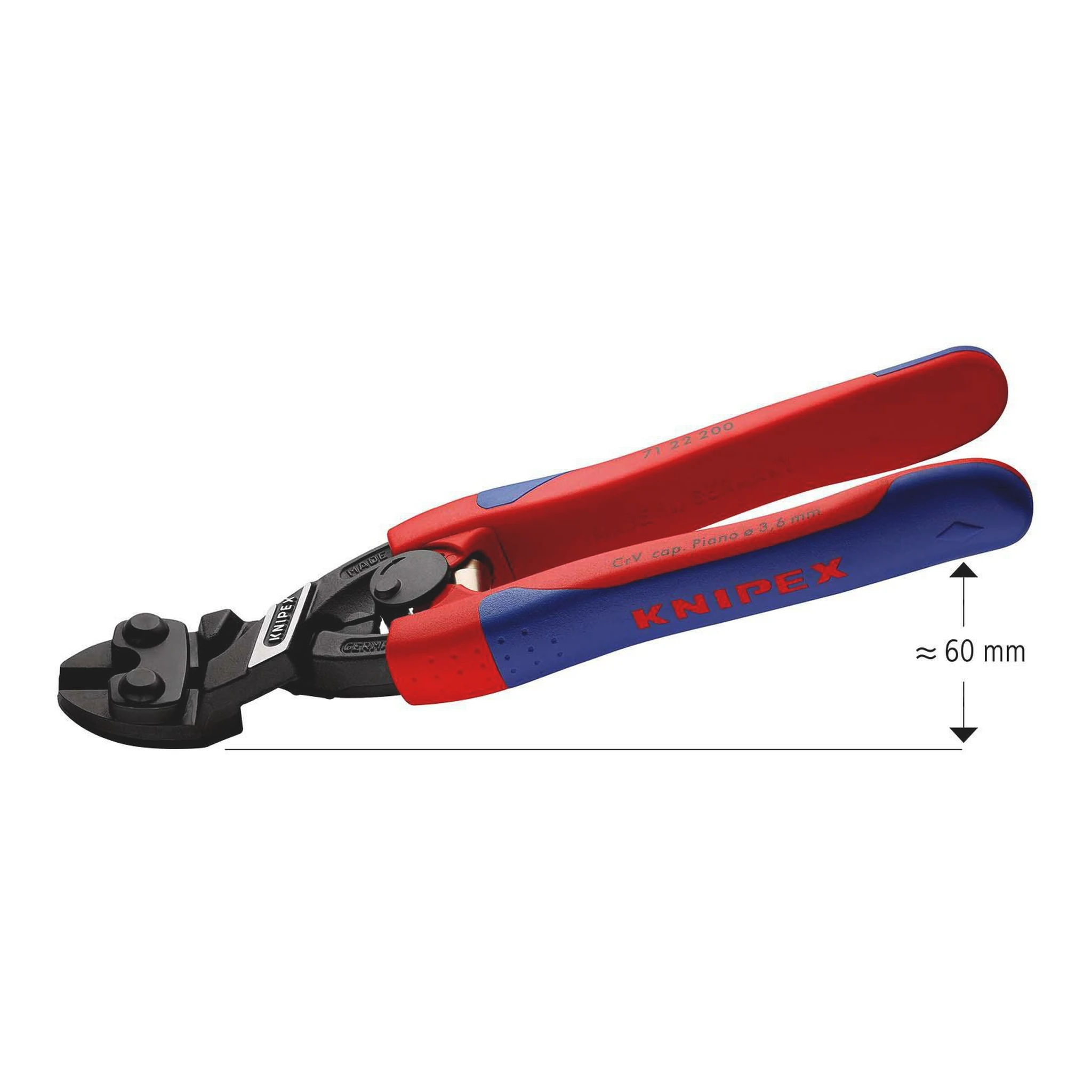 KNIPEX | Kompaktbolzenschneider | Länge 200 mm Mehrkomponenten-Hüllen | 20 ° Form 2 ohne Aussparung
