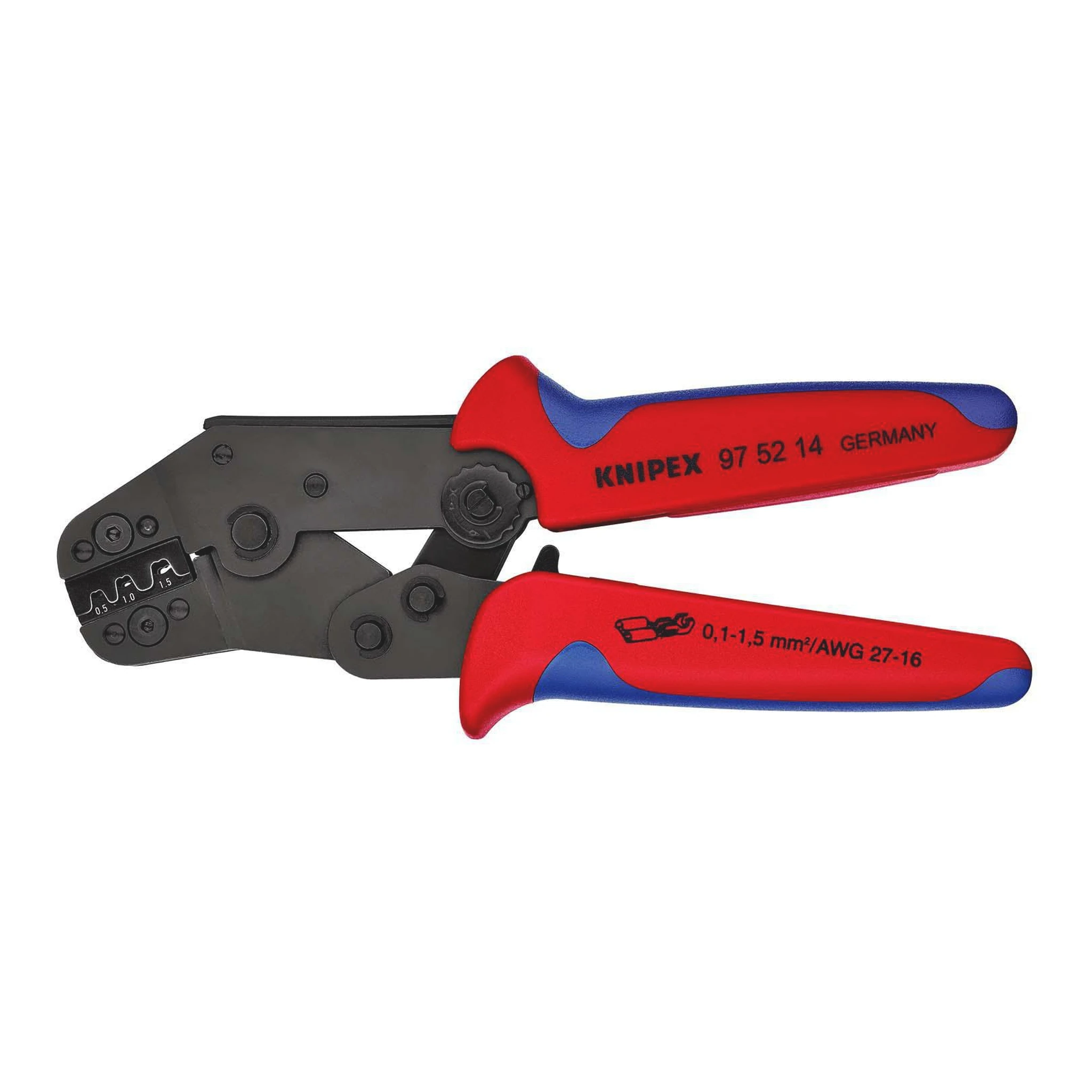 KNIPEX | Crimpzange kurze Bauform | Länge 195 mm | 0,1 - 1,5 (AWG 27 - 16) mm²
