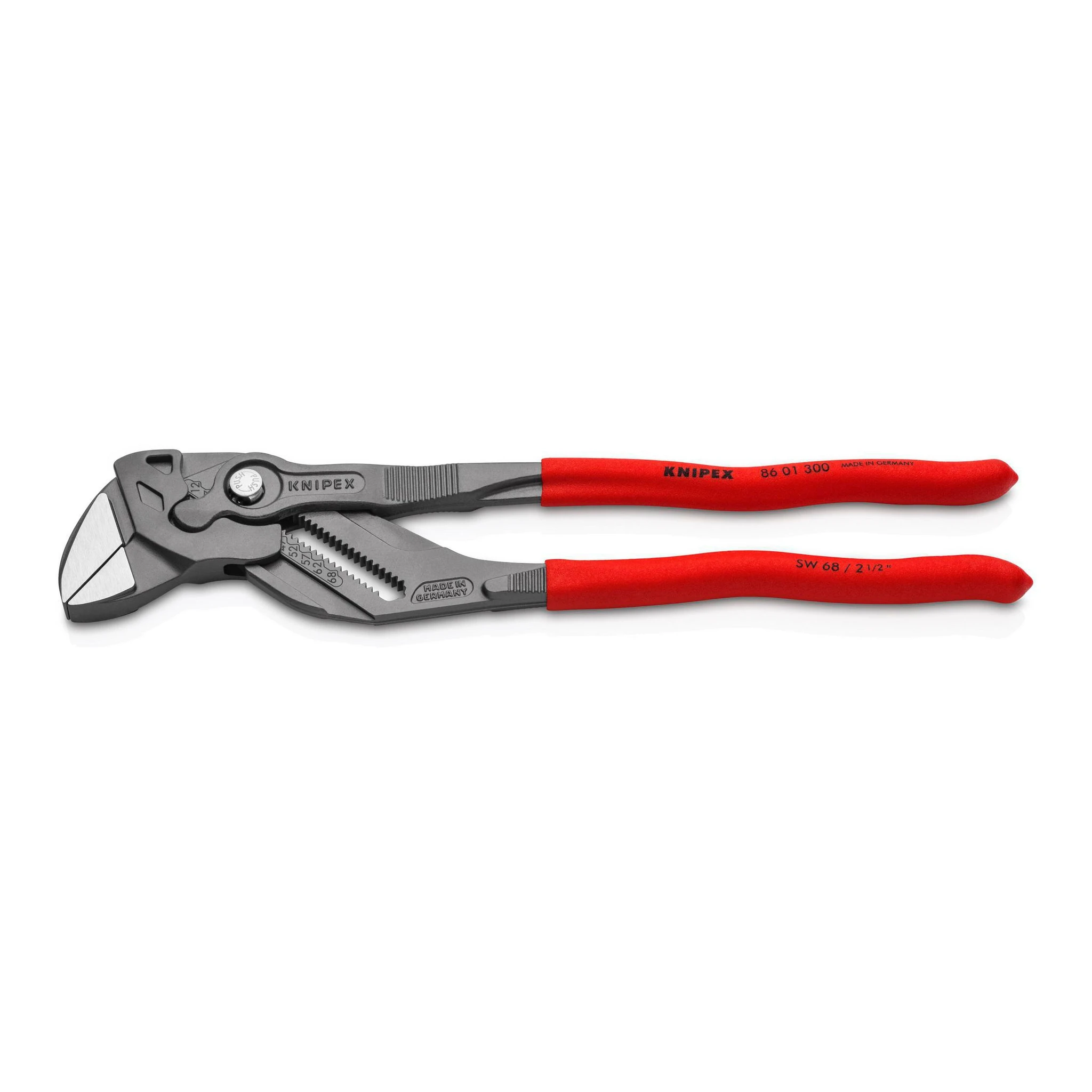 KNIPEX | Zangenschlüssel | Länge 300 mm schwarz atramentiert | Spannweite 68 mm Kunststoffüberzug