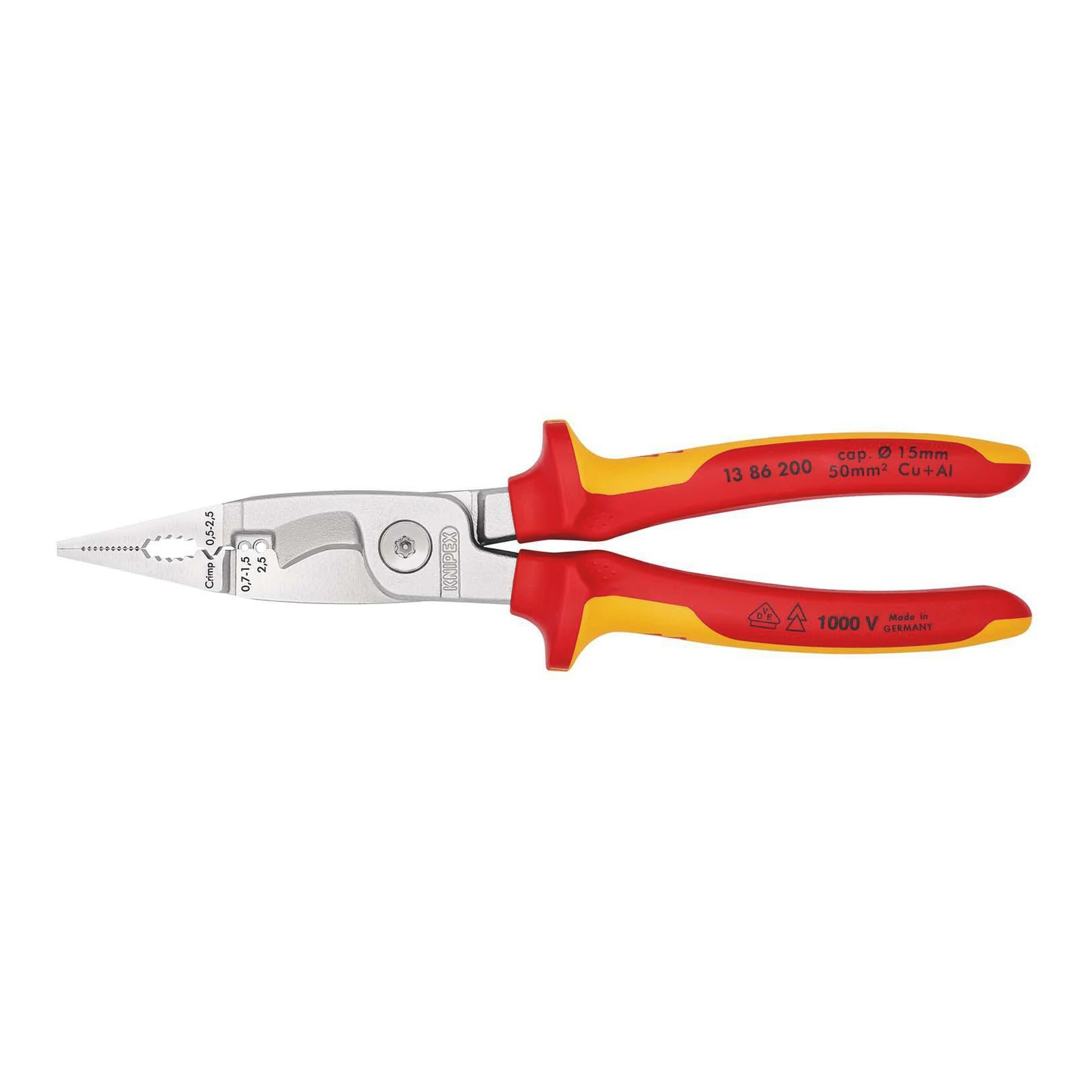 KNIPEX | Elektroinstallationszange | Länge 200 mm VDE | verchromt Mehrkomponenten-Hüllen