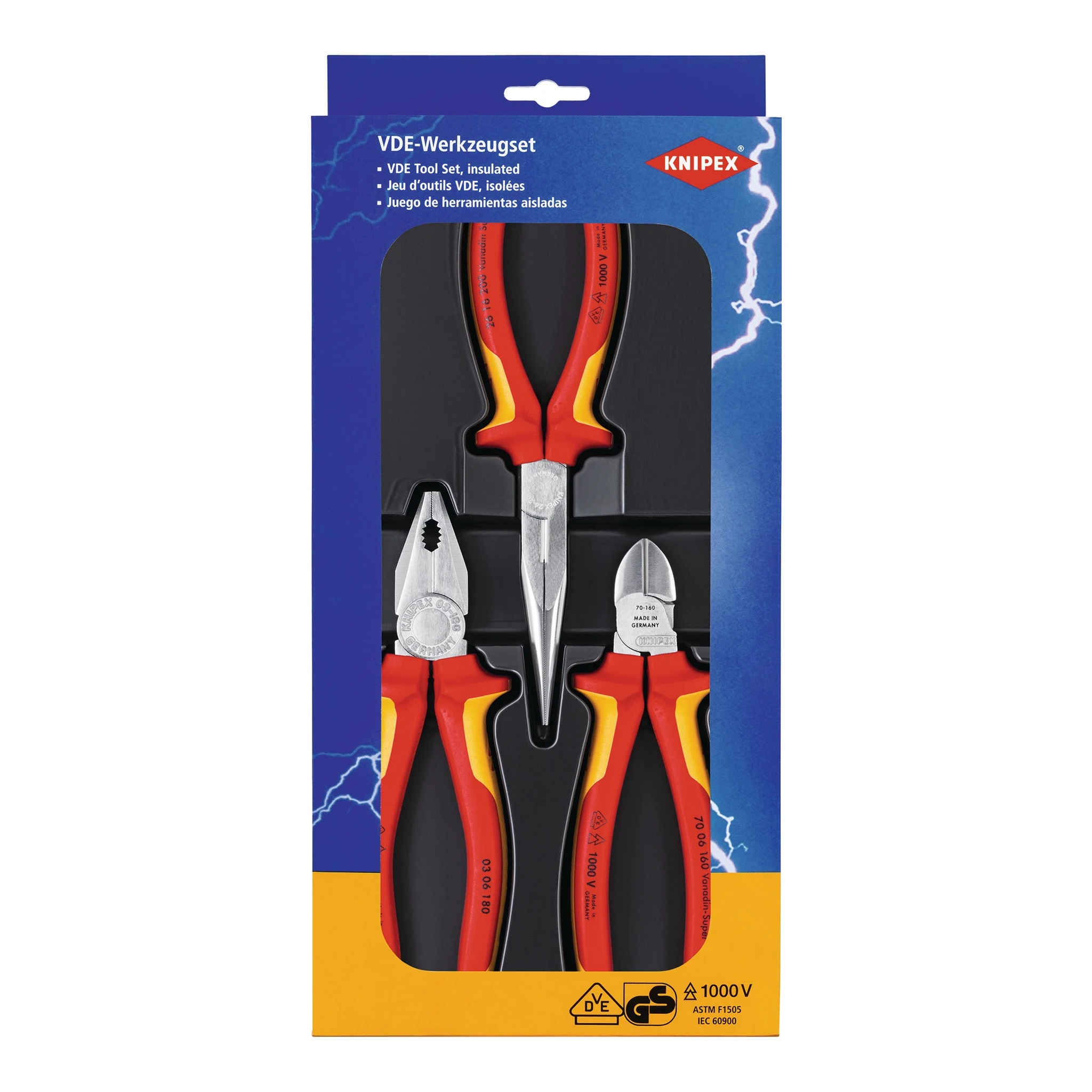 KNIPEX | Zangen-Satz | Inhalt 3-teilig VDE | verchromt