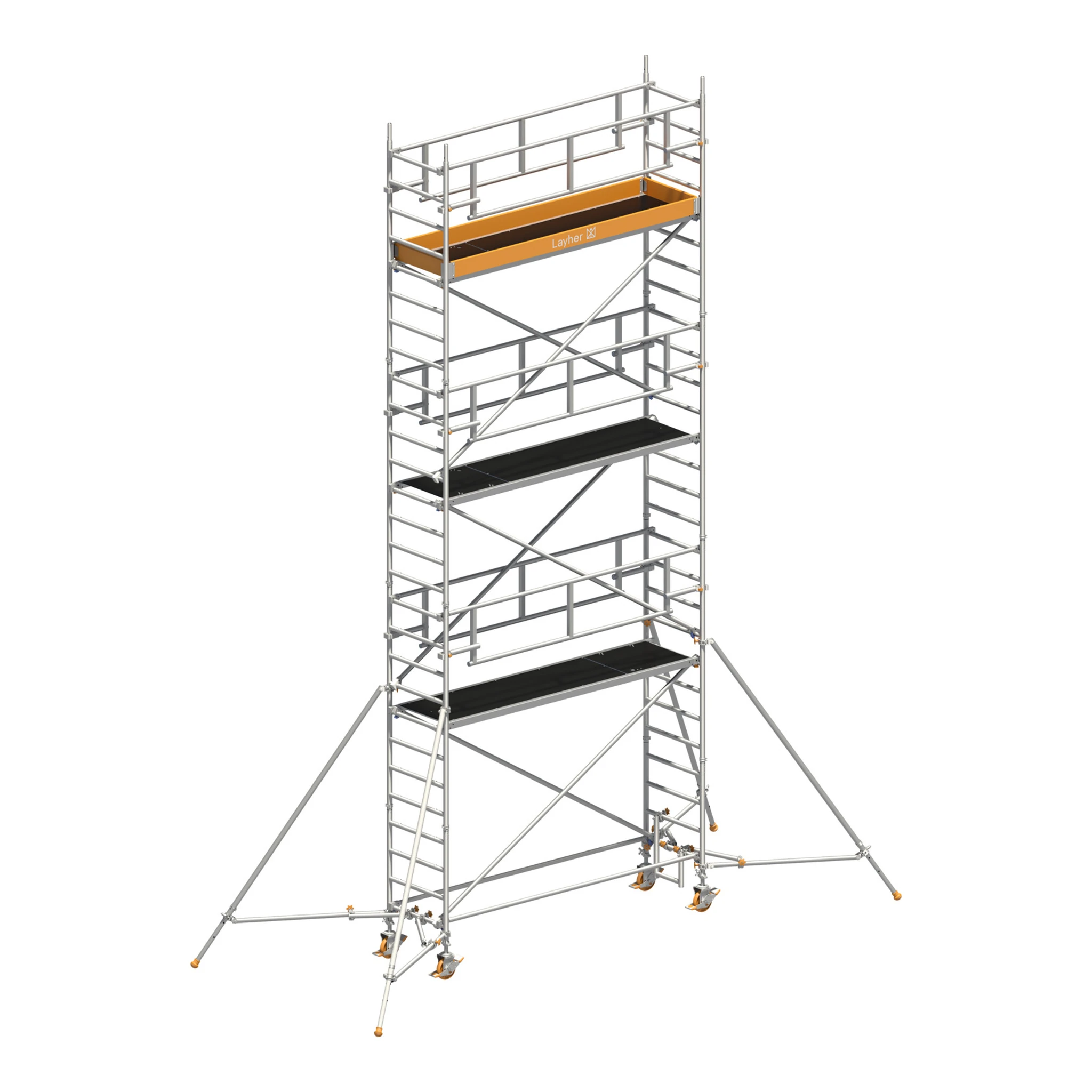 LAYHER | Fahrgerüst | Uni Standard P2 SAFETY PLUS mit Doppelgeländer und Gerüststützen