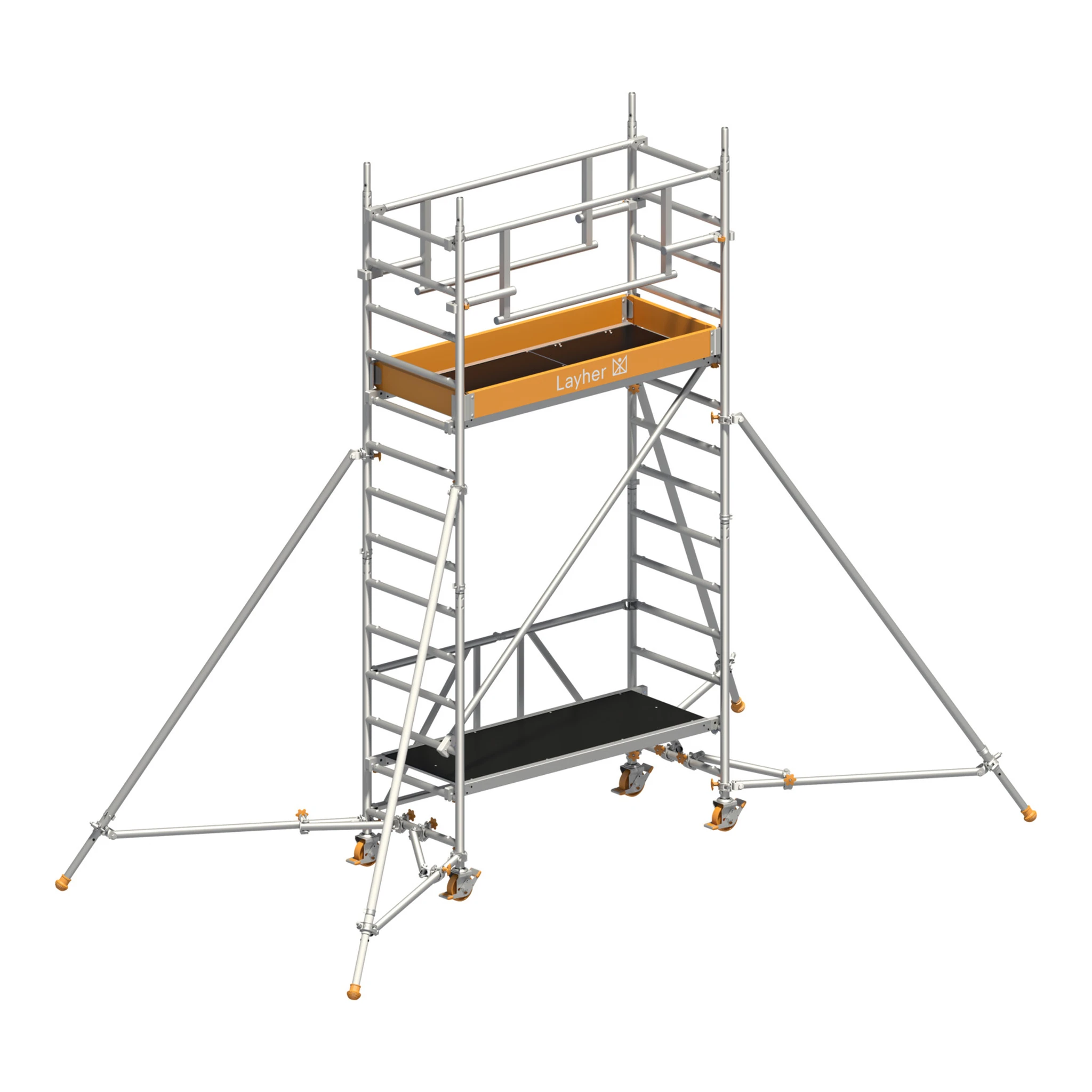 LAYHER | Fahrgerüst | Zifa P2 SAFETY PLUS mit Doppelgeländer und Gerüststützen