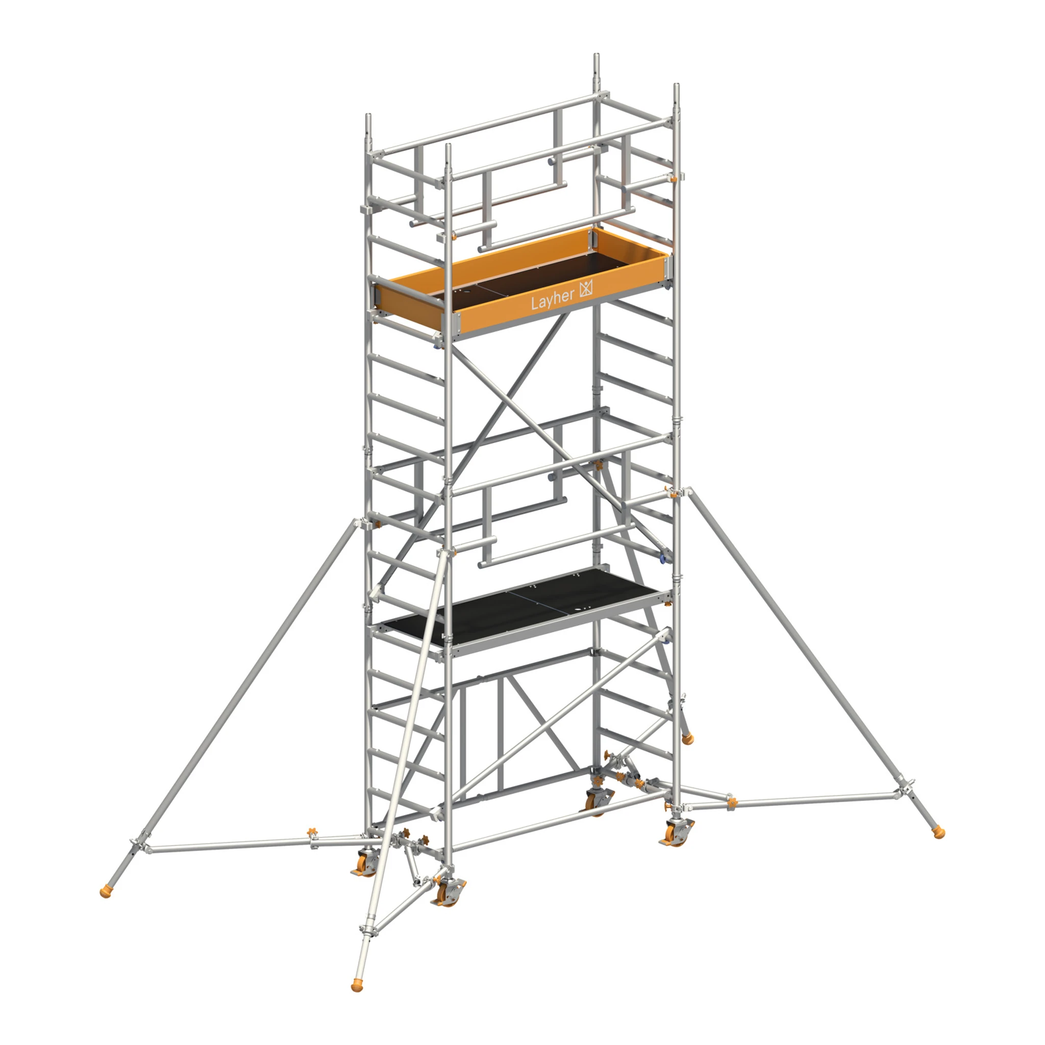 LAYHER | Fahrgerüst | Zifa P2 SAFETY PLUS mit Doppelgeländer und Gerüststützen