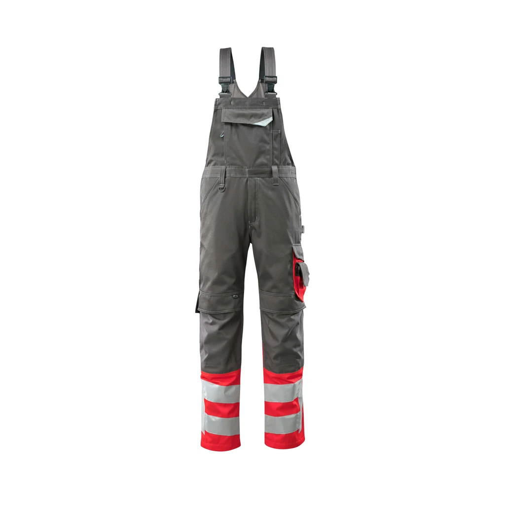 MASCOT® | Latzhose mit Knietaschen SAFE SUPREME | 90C60 | Dunkelanthrazit/Hi-vis Rot