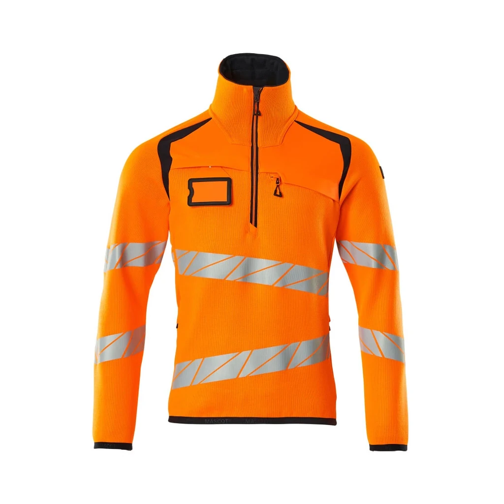 MASCOT® | Strickpullover mit kurzem Reißverschluss ACCELERATE SAFE | 2XL | Hi-vis Orange/Schwarzblau