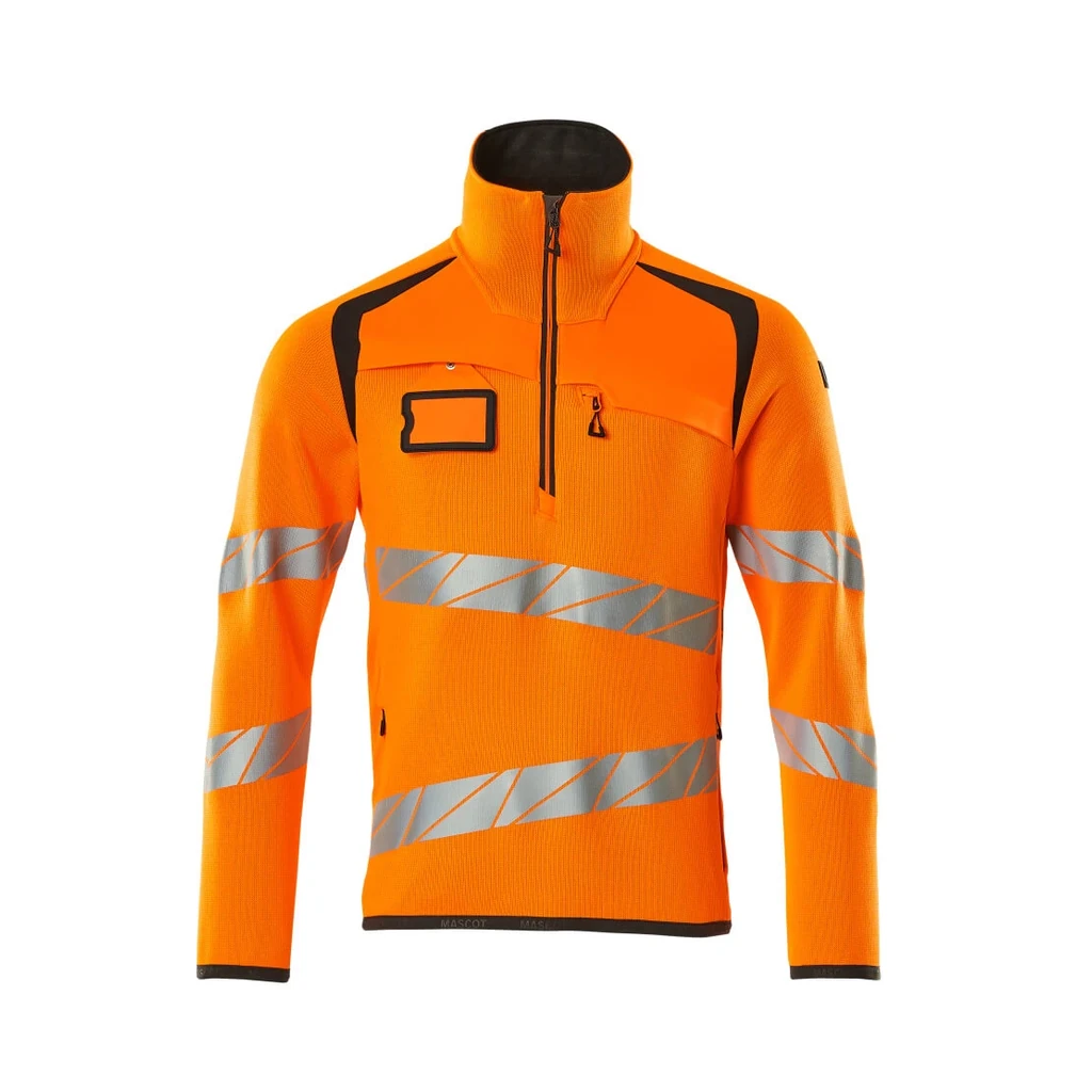 MASCOT® | Strickpullover mit kurzem Reißverschluss ACCELERATE SAFE | 2XL | Hi-vis Orange/Dunkelanthrazit