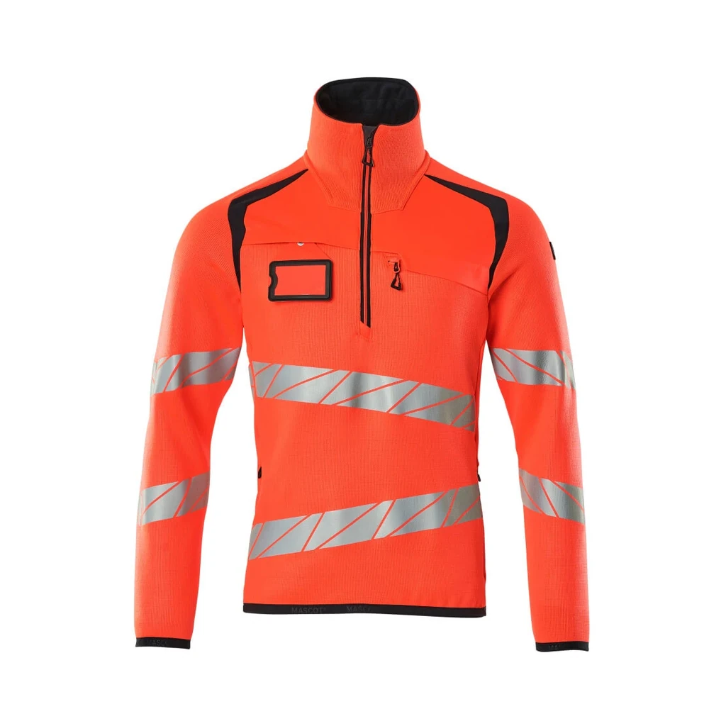 MASCOT® | Strickpullover mit kurzem Reißverschluss ACCELERATE SAFE | 2XL | Hi-vis Rot/Schwarzblau