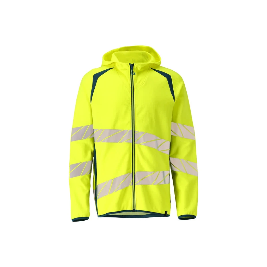 MASCOT® | Kapuzensweatshirt mit Reißverschluss ACCELERATE SAFE | 2XL | Hi-vis Gelb/Dunkelpetroleum