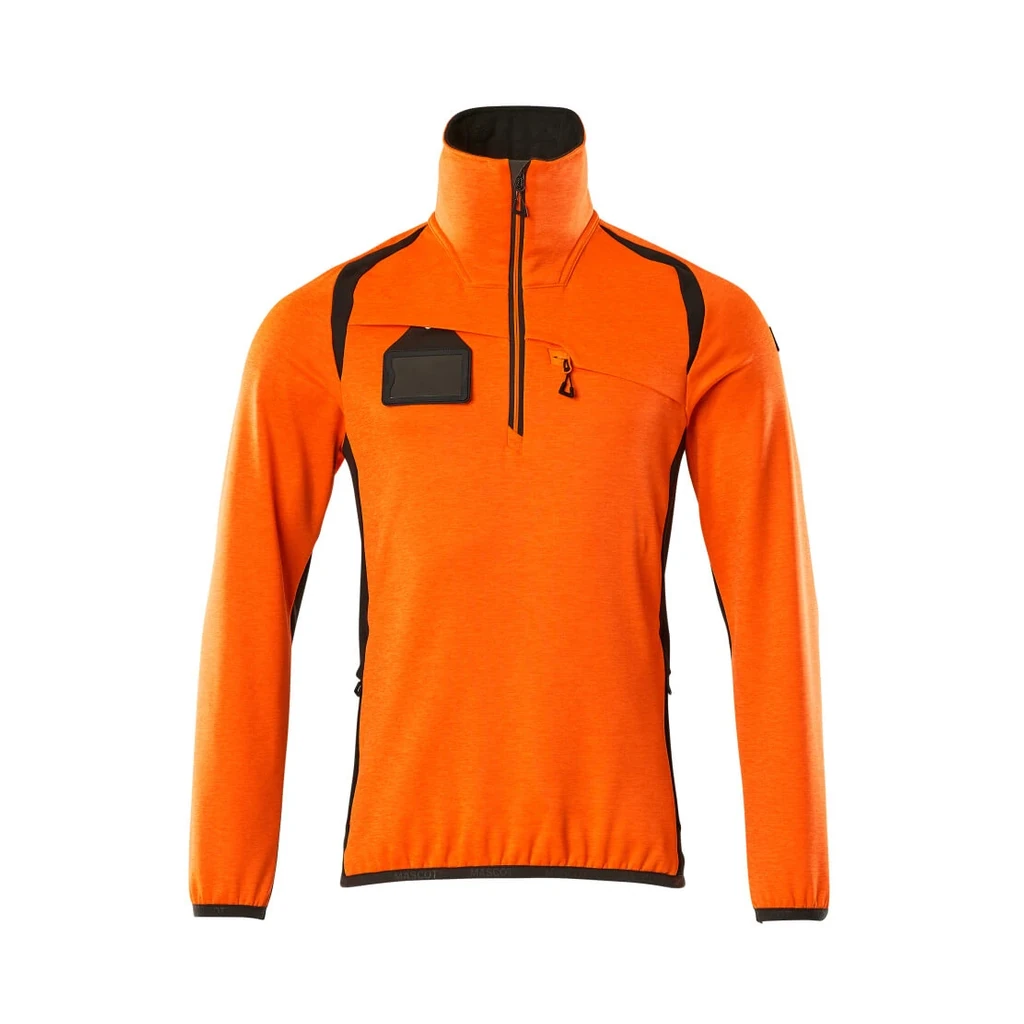 MASCOT® | Fleecepullover mit kurzem Reißverschluss ACCELERATE SAFE | 5XL | Hi-vis Orange/Dunkelanthrazit